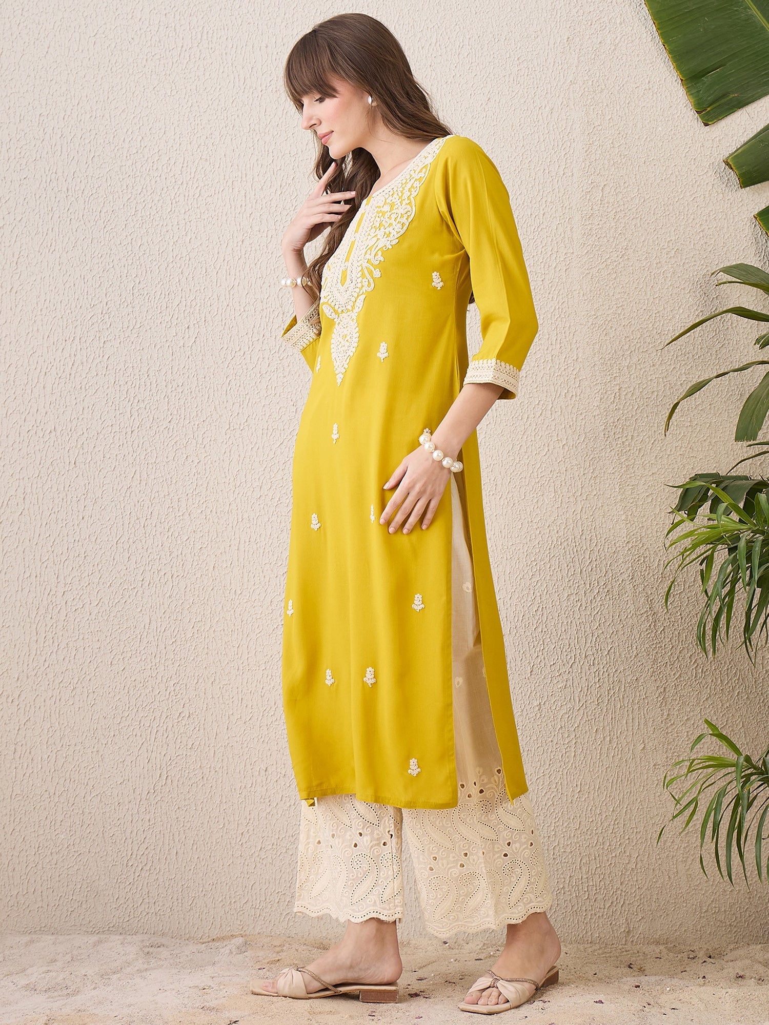 indo era, suit, kurta set for women, indo era kurta, kurta sets for ladies, summer dresses for women, 3 piece suit, cotton kurta set for women, new arrivals, women kurti plazo set, women in suit, kurta suit, floral kurta, short suit, spring summer, Mustard kurta
