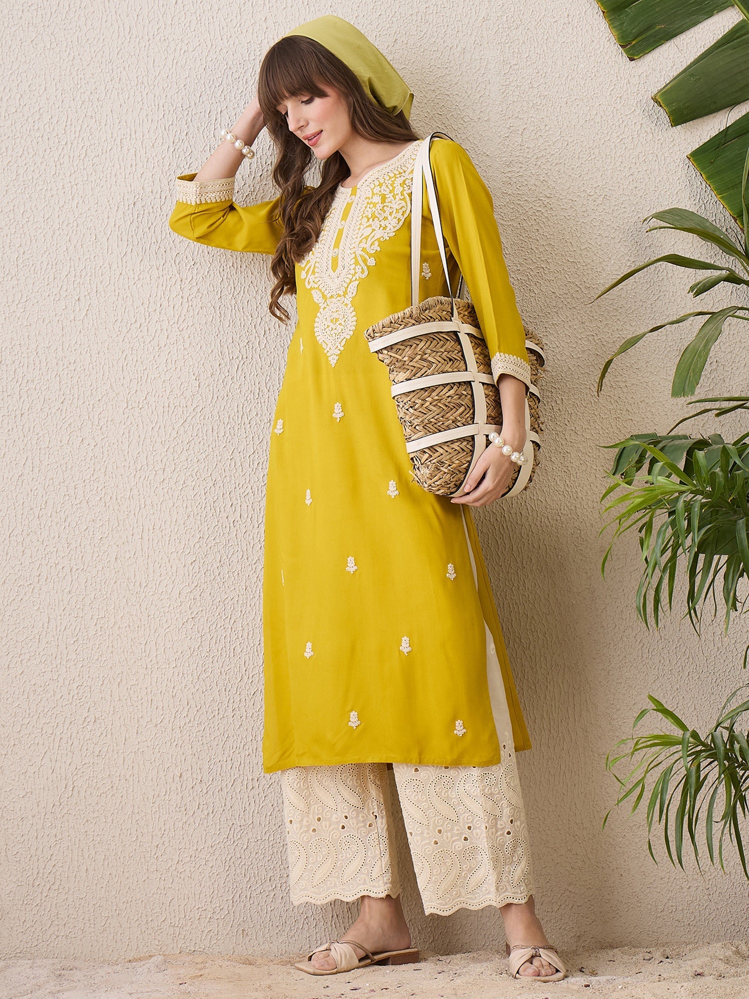 indo era, suit, kurta set for women, indo era kurta, kurta sets for ladies, summer dresses for women, 3 piece suit, cotton kurta set for women, new arrivals, women kurti plazo set, women in suit, kurta suit, floral kurta, short suit, spring summer, Mustard kurta