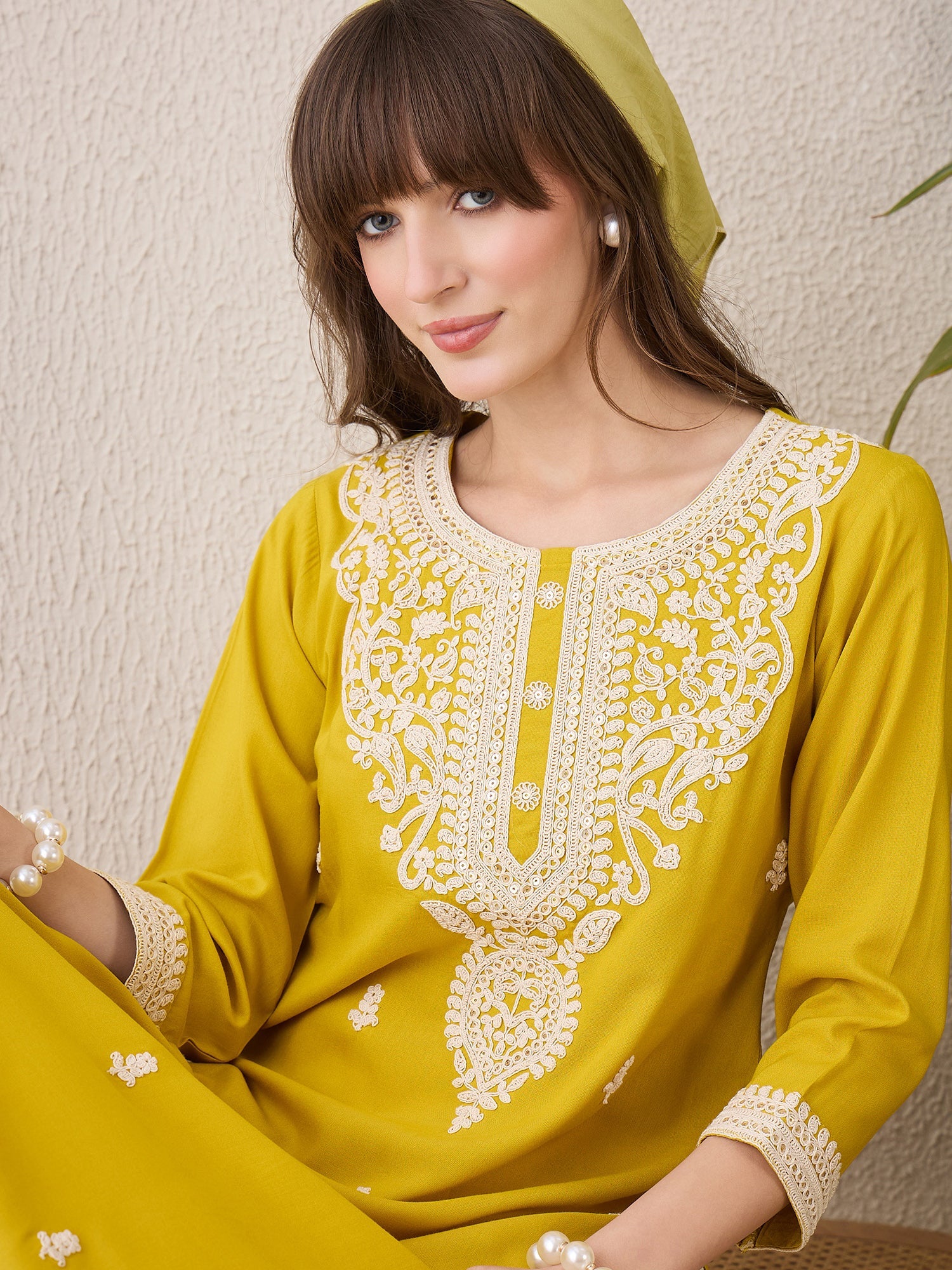 indo era, suit, kurta set for women, indo era kurta, kurta sets for ladies, summer dresses for women, 3 piece suit, cotton kurta set for women, new arrivals, women kurti plazo set, women in suit, kurta suit, floral kurta, short suit, spring summer, Mustard kurta