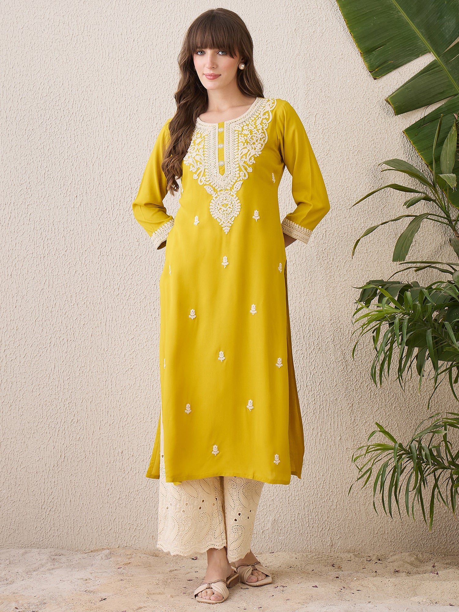 indo era, suit, kurta set for women, indo era kurta, kurta sets for ladies, summer dresses for women, 3 piece suit, cotton kurta set for women, new arrivals, women kurti plazo set, women in suit, kurta suit, floral kurta, short suit, spring summer, Mustard kurta