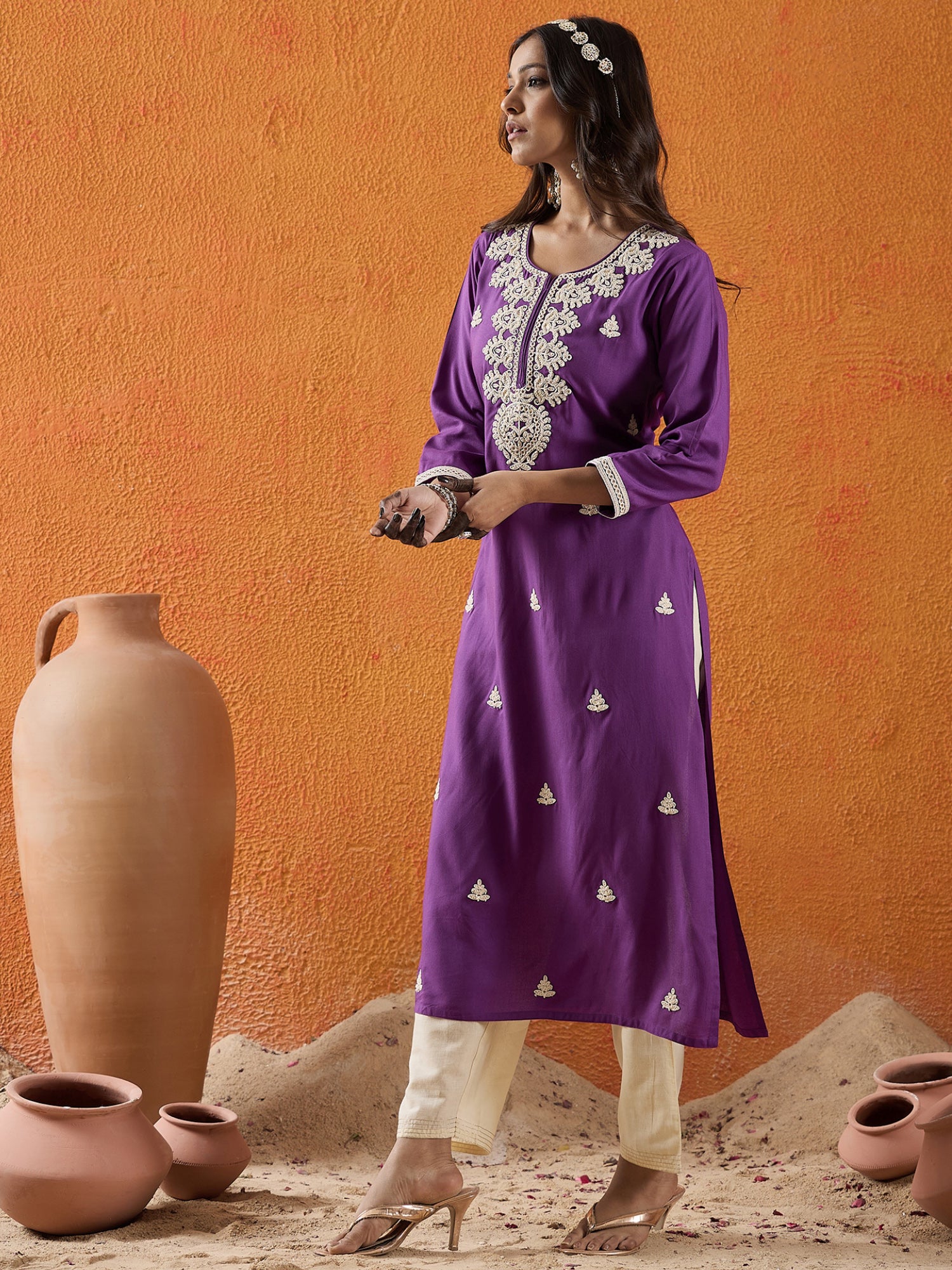 indo era, suit, kurta set for women, indo era kurta, kurta sets for ladies, summer dresses for women, 3 piece suit, cotton kurta set for women, new arrivals, women kurti plazo set, women in suit, kurta suit, floral kurta, short suit, spring summer, Purple kurta