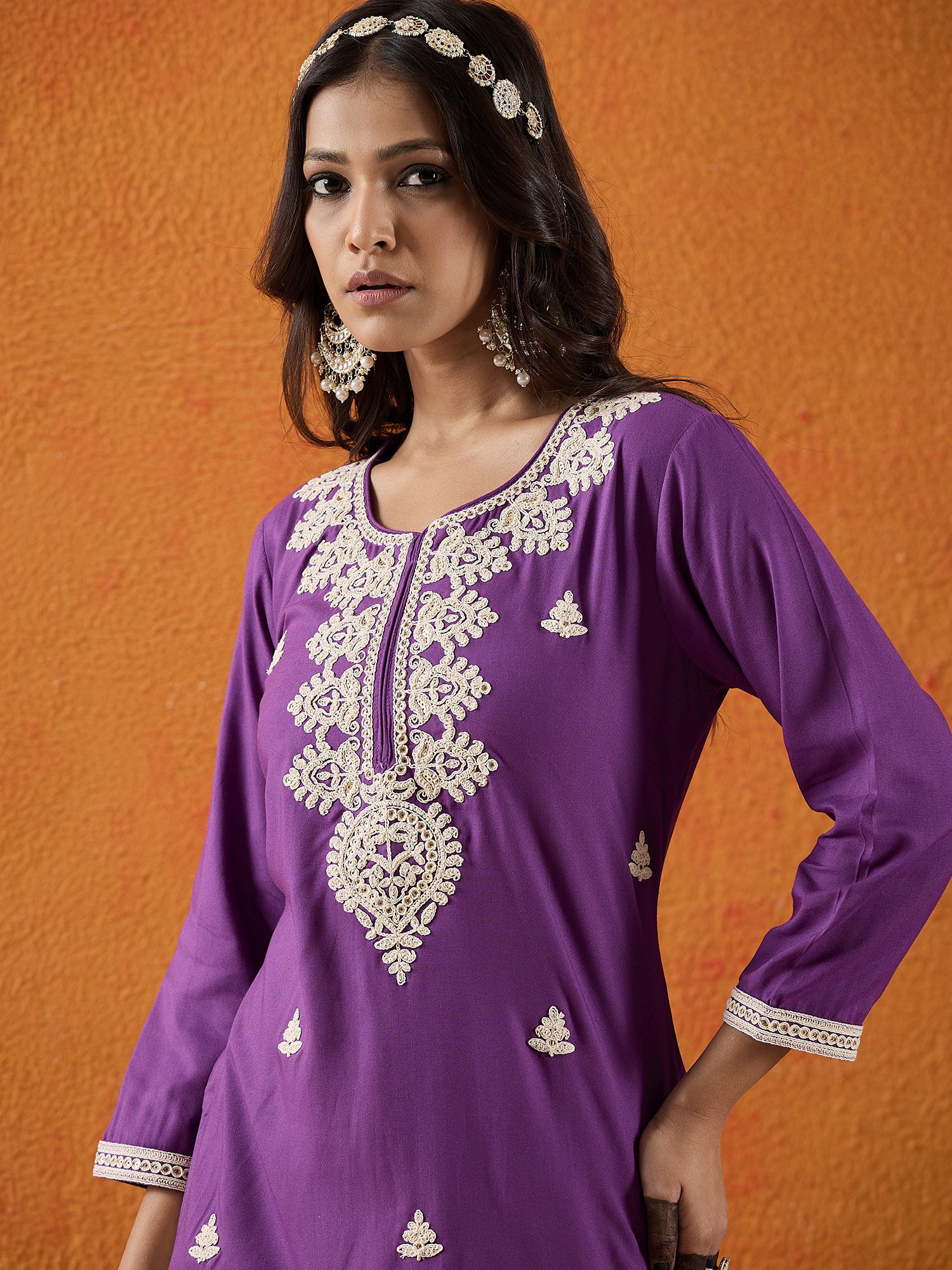 indo era, suit, kurta set for women, indo era kurta, kurta sets for ladies, summer dresses for women, 3 piece suit, cotton kurta set for women, new arrivals, women kurti plazo set, women in suit, kurta suit, floral kurta, short suit, spring summer, Purple kurta
