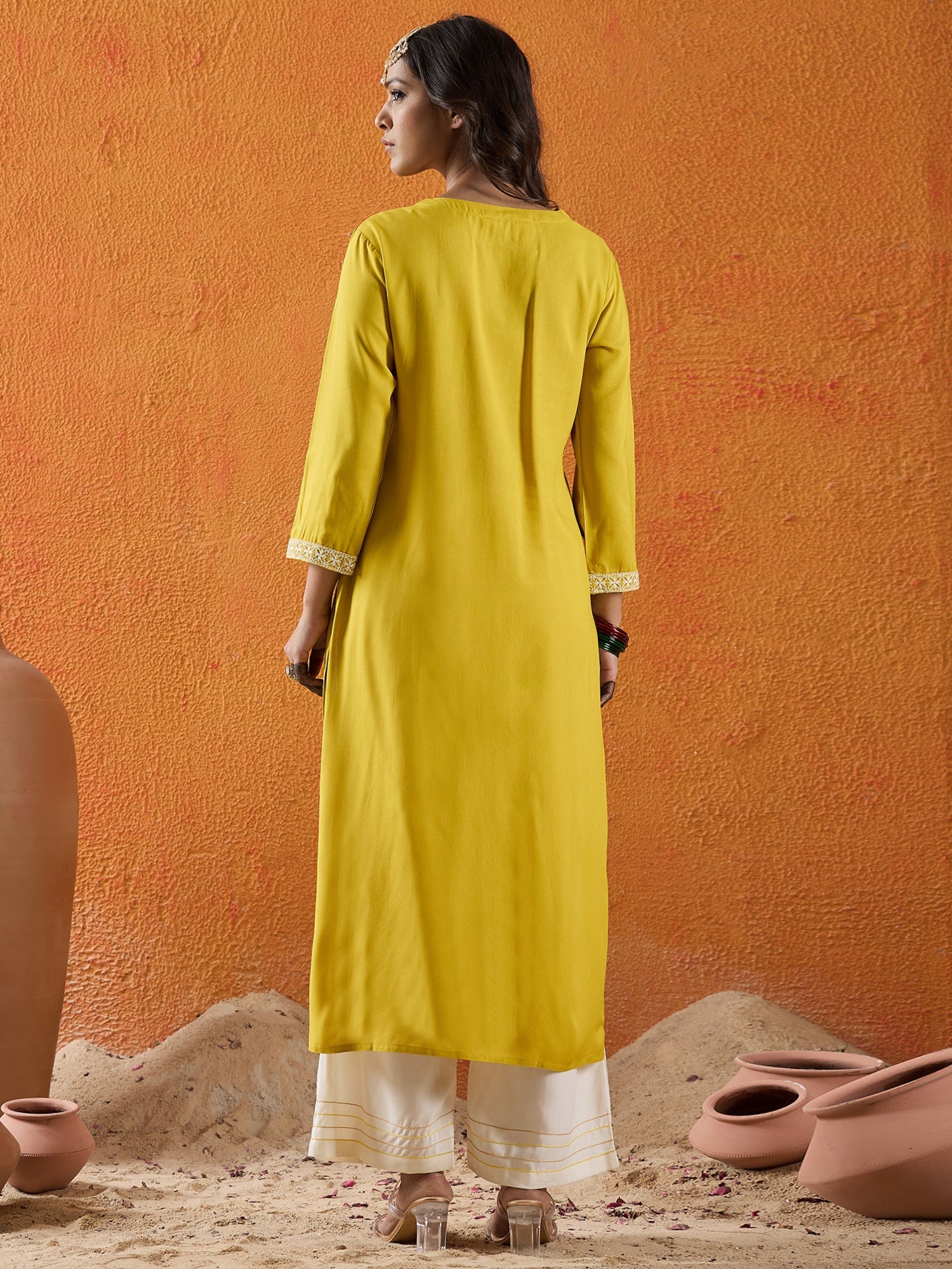 indo era, suit, kurta set for women, indo era kurta, kurta sets for ladies, summer dresses for women, 3 piece suit, cotton kurta set for women, new arrivals, women kurti plazo set, women in suit, kurta suit, floral kurta, short suit, spring summer, Mustard kurta