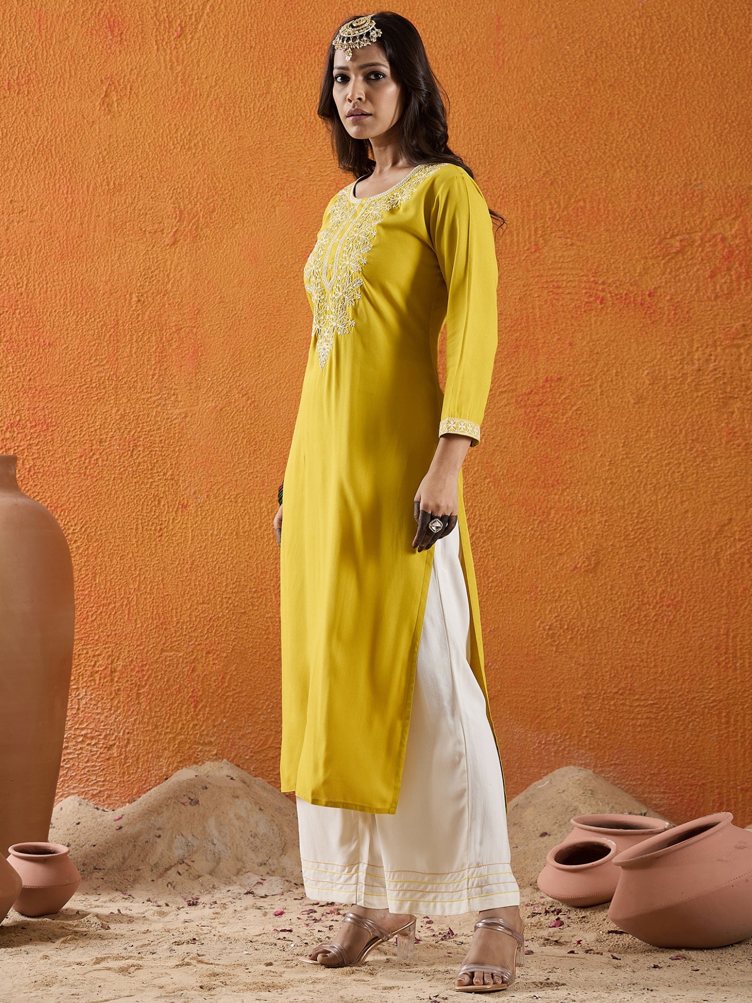 indo era, suit, kurta set for women, indo era kurta, kurta sets for ladies, summer dresses for women, 3 piece suit, cotton kurta set for women, new arrivals, women kurti plazo set, women in suit, kurta suit, floral kurta, short suit, spring summer, Mustard kurta