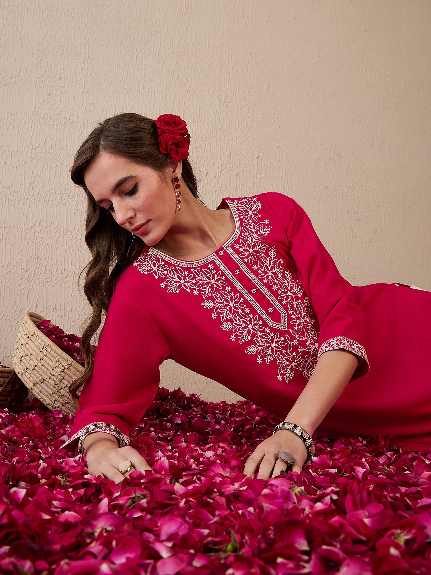 indo era, suit, kurta set for women, indo era kurta, kurta sets for ladies, summer dresses for women, 3 piece suit, cotton kurta set for women, new arrivals, women kurti plazo set, women in suit, kurta suit, floral kurta, short suit, spring summer, Pink kurta