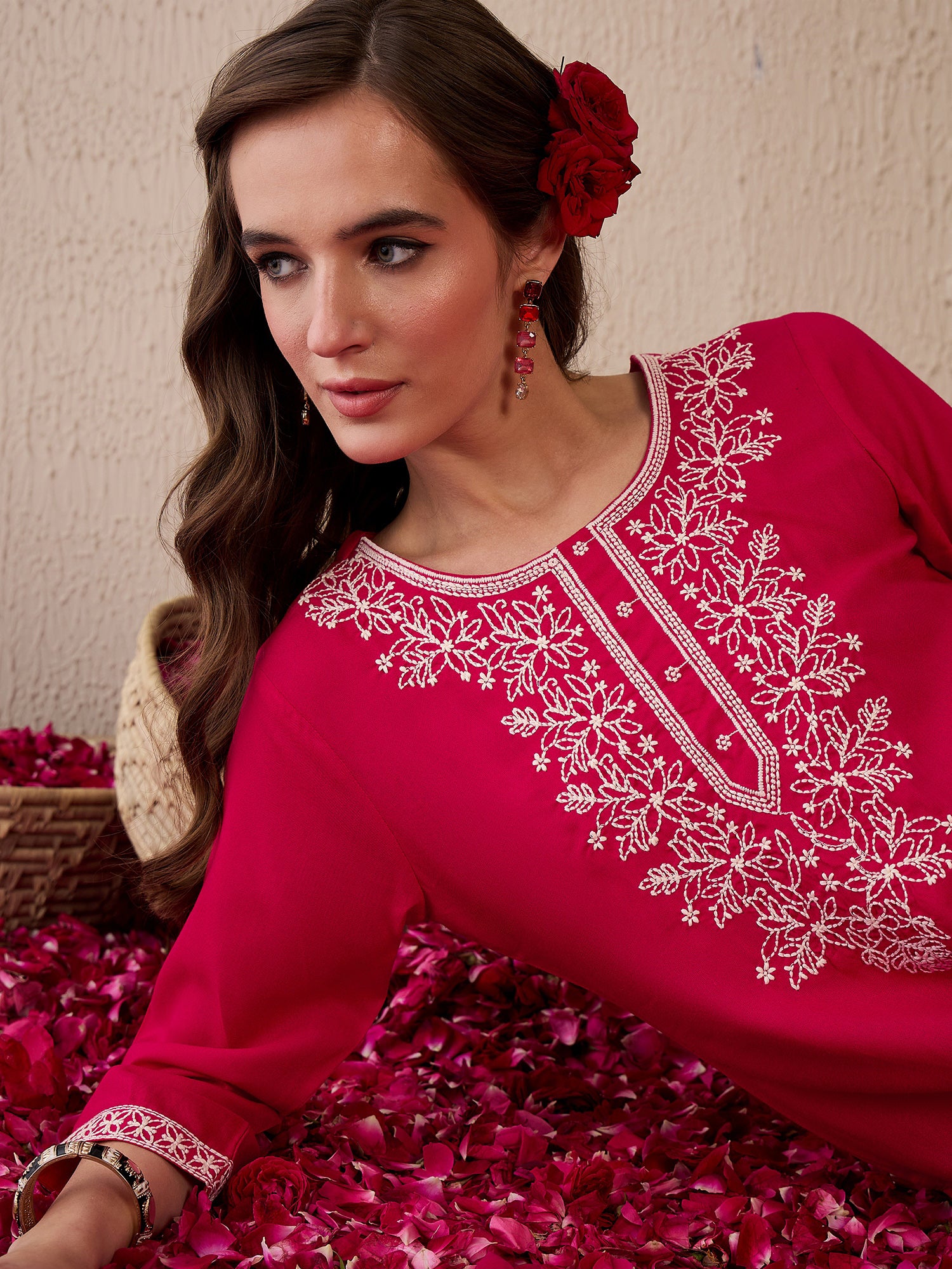 indo era, suit, kurta set for women, indo era kurta, kurta sets for ladies, summer dresses for women, 3 piece suit, cotton kurta set for women, new arrivals, women kurti plazo set, women in suit, kurta suit, floral kurta, short suit, spring summer, Pink kurta