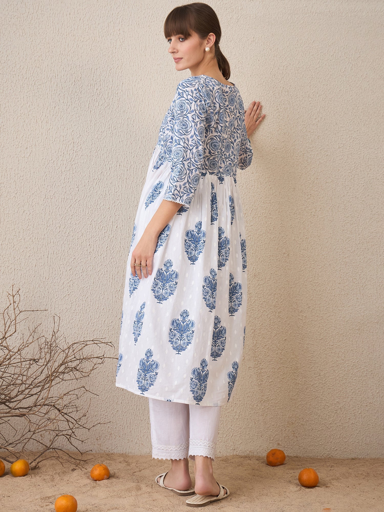 indo era, suit, kurta set for women, indo era kurta, kurta sets for ladies, summer dresses for women, 3 piece suit, cotton kurta set for women, new arrivals, women kurti plazo set, women in suit, kurta suit, floral kurta, short suit, spring summer, White kurta