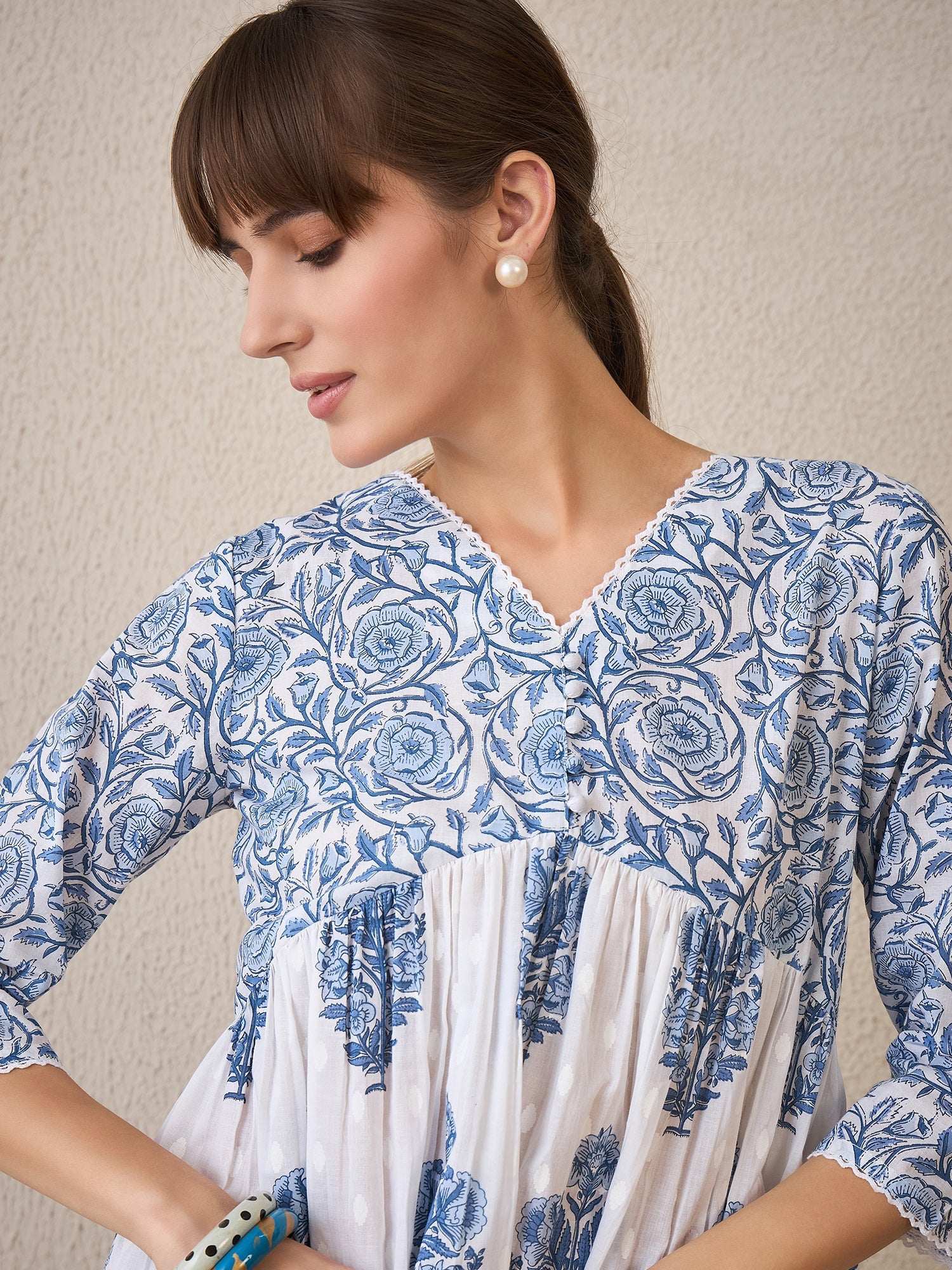 indo era, suit, kurta set for women, indo era kurta, kurta sets for ladies, summer dresses for women, 3 piece suit, cotton kurta set for women, new arrivals, women kurti plazo set, women in suit, kurta suit, floral kurta, short suit, spring summer, White kurta