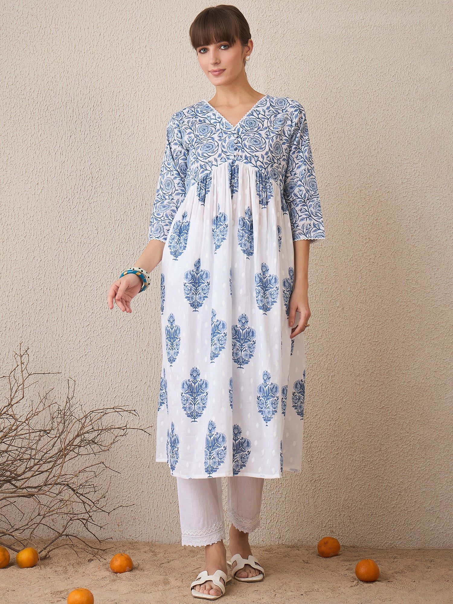indo era, suit, kurta set for women, indo era kurta, kurta sets for ladies, summer dresses for women, 3 piece suit, cotton kurta set for women, new arrivals, women kurti plazo set, women in suit, kurta suit, floral kurta, short suit, spring summer, White kurta