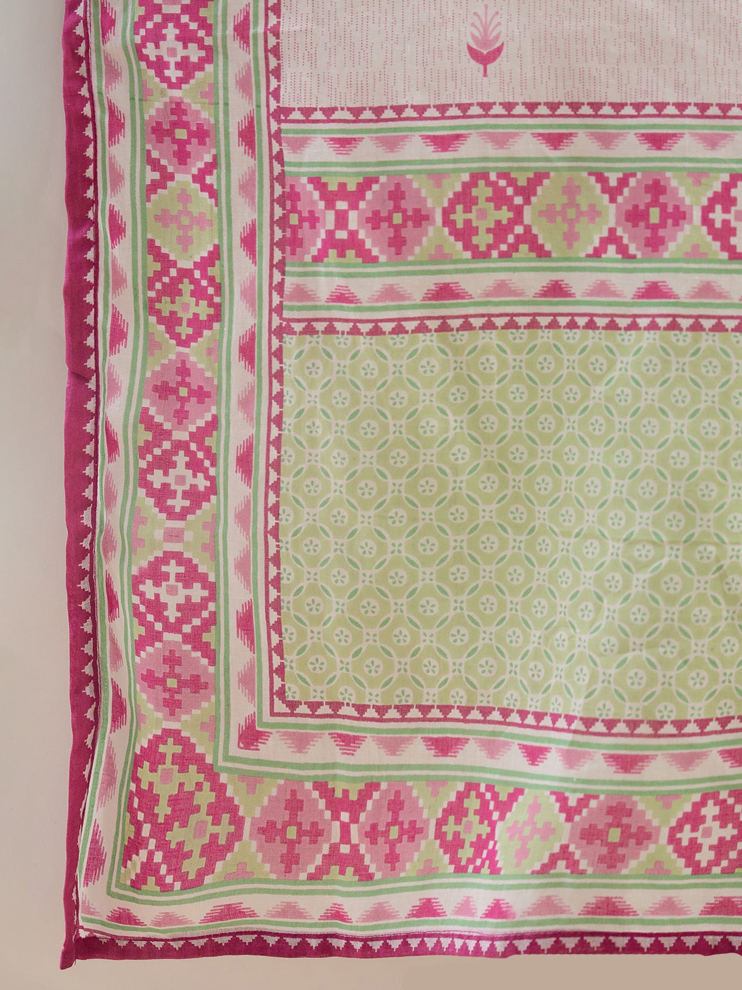 Indo era Pink Printed Straight Kurta Trousers With Dupatta Set