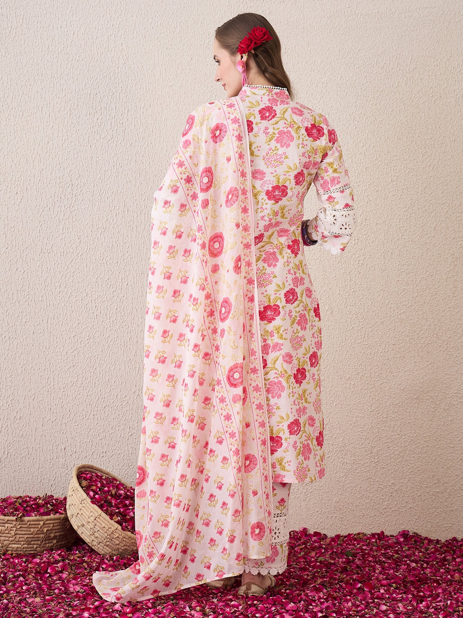 indo era, suit, kurta set for women, indo era kurta, kurta sets for ladies, summer dresses for women, 3 piece suit, cotton kurta set for women, new arrivals, women kurti plazo set, women in suit, kurta suit, floral kurta, short suit, spring summer, Pink suit