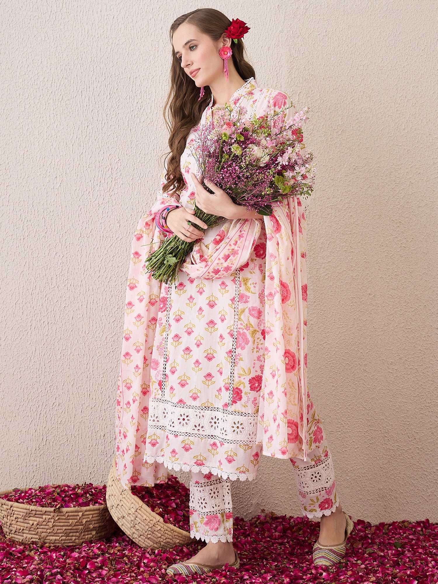 indo era, suit, kurta set for women, indo era kurta, kurta sets for ladies, summer dresses for women, 3 piece suit, cotton kurta set for women, new arrivals, women kurti plazo set, women in suit, kurta suit, floral kurta, short suit, spring summer, Pink suit