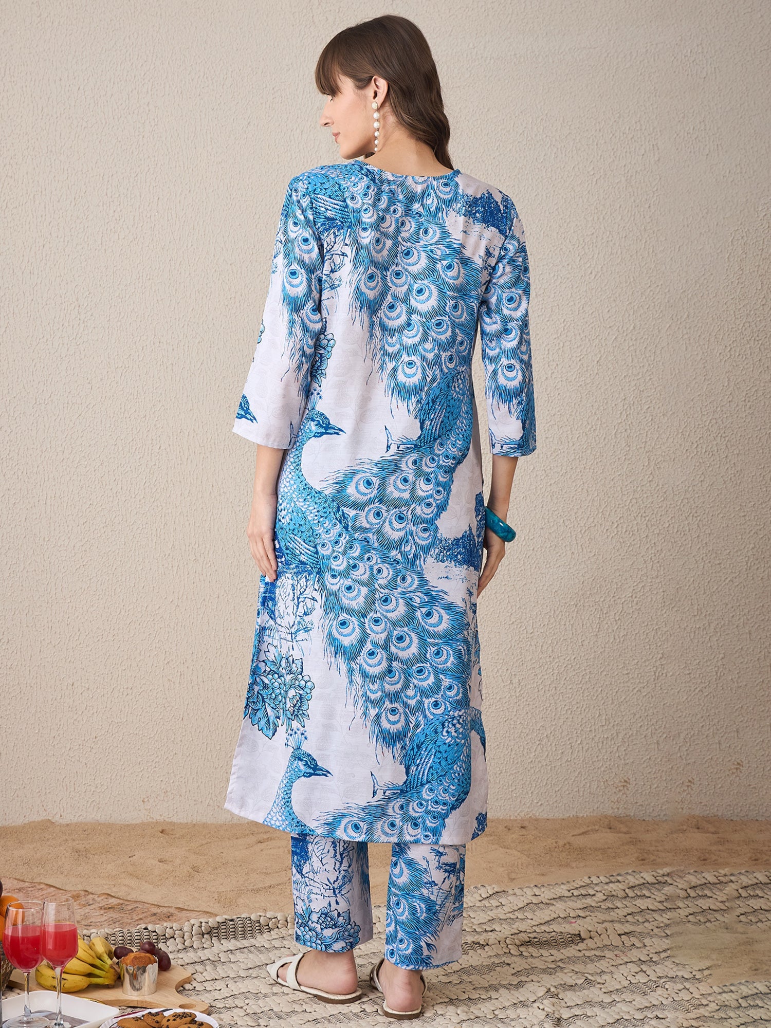 indo era, suit, kurta set for women, indo era kurta, kurta sets for ladies, summer dresses for women, 3 piece suit, cotton kurta set for women, new arrivals, women kurti plazo set, women in suit, kurta suit, floral kurta, short suit, spring summer, Blue suit