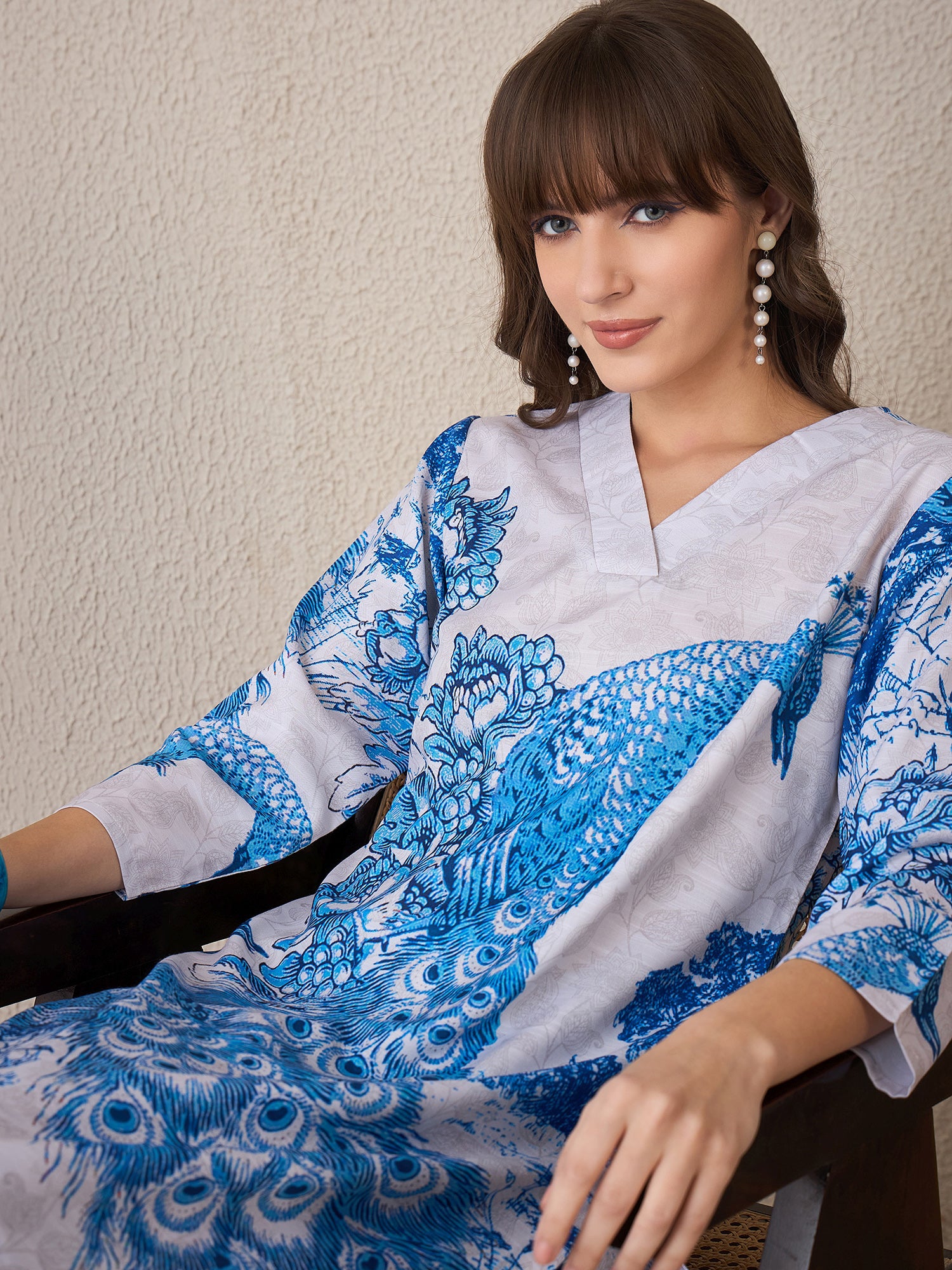 indo era, suit, kurta set for women, indo era kurta, kurta sets for ladies, summer dresses for women, 3 piece suit, cotton kurta set for women, new arrivals, women kurti plazo set, women in suit, kurta suit, floral kurta, short suit, spring summer, Blue suit