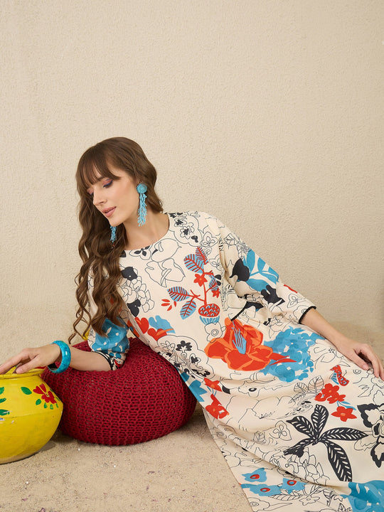 Multi Printed Straight Kurta Trouser set