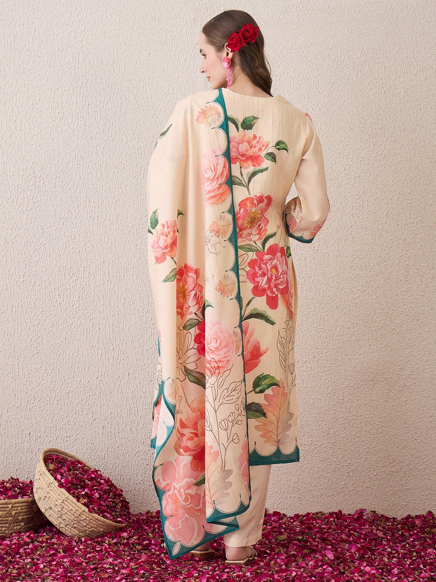 indo era, suit, kurta set for women, indo era kurta, kurta sets for ladies, summer dresses for women, 3 piece suit, cotton kurta set for women, new arrivals, women kurti plazo set, women in suit, kurta suit, floral kurta, short suit, spring summer, Beige suit