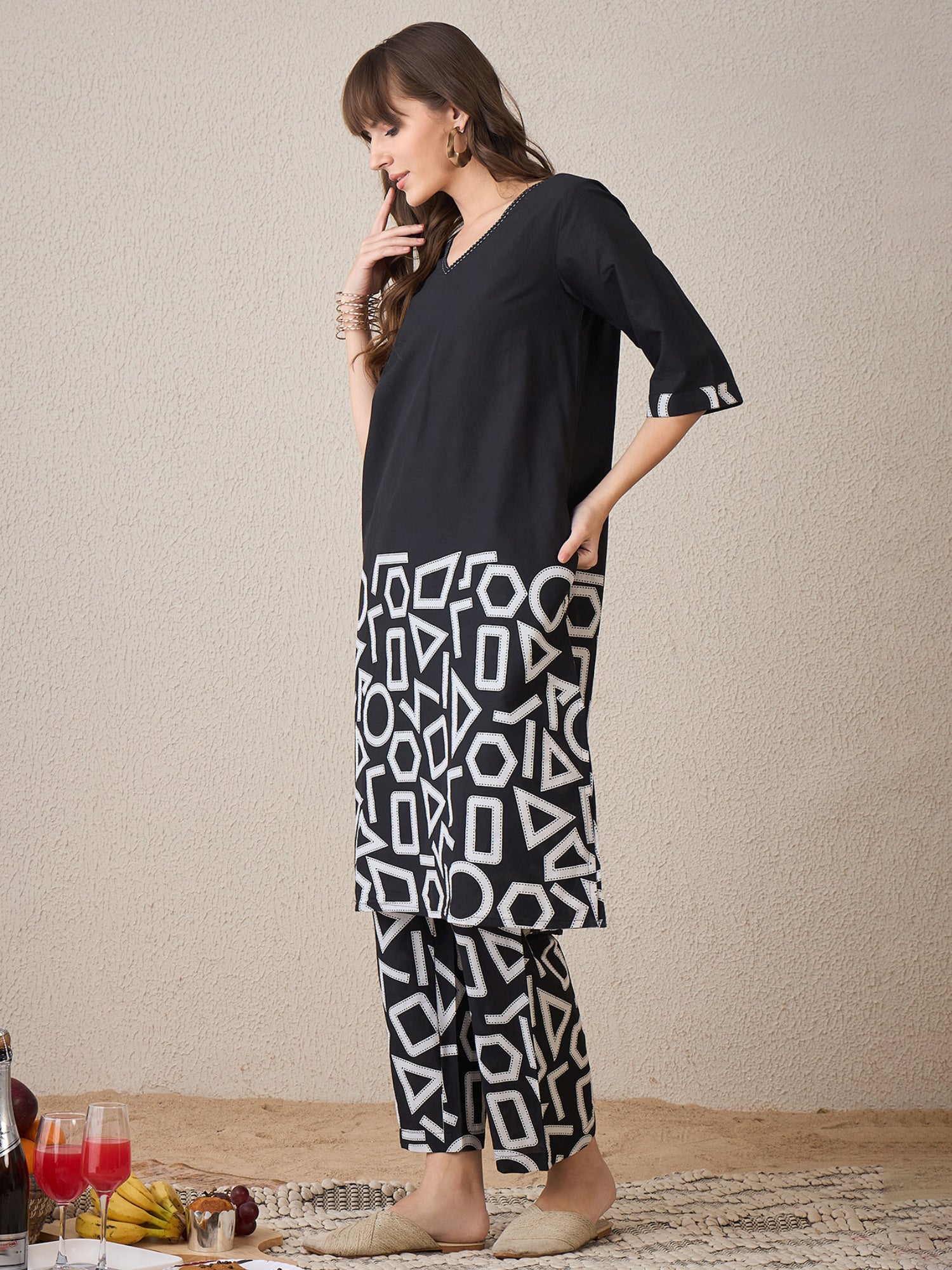 indo era, indo era kurta set, indo era suit, Kurta Set, Kurta set for women, cotton kurta set, indo era kurta set for women, Anarkali Kurta Set, Palazzo Kurta Set, Sleeveless Kurta, Embroidered Kurta, New Arrivals, Work wear, Dress, Best seller, Heeramandi dress, Summer sale, Summer suit, Wedding collection, Special offer, plus size, Spring summer, party wear, Summer Special, Printed Kurta, wedding wear, outfit ideas, Straight Kurta, Cotton Outfit, A line dress, dress for women,Black kurta set