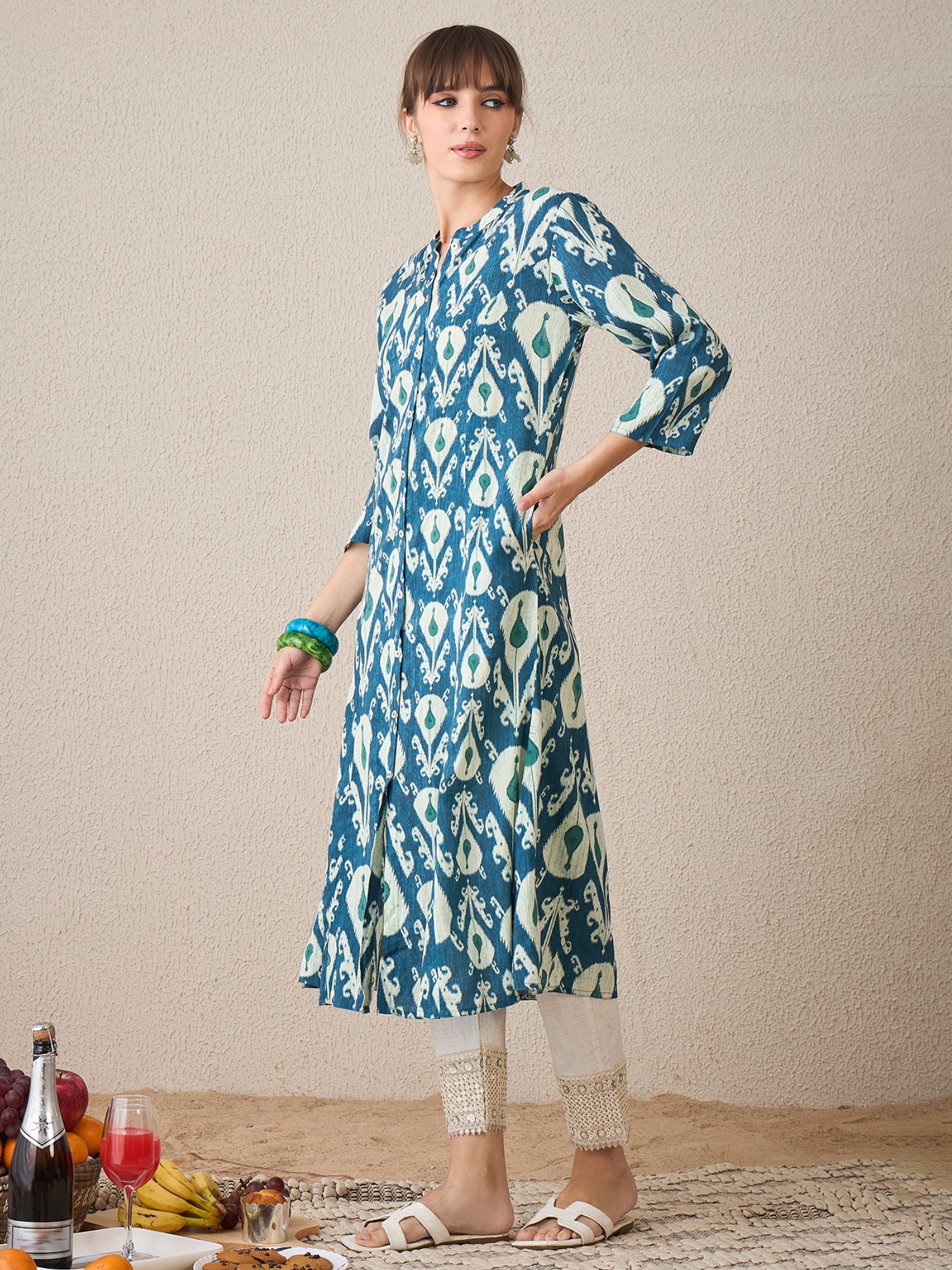 indo era, suit, kurta set for women, indo era kurta, kurta sets for ladies, summer dresses for women, 3 piece suit, cotton kurta set for women, new arrivals, women kurti plazo set, women in suit, kurta suit, floral kurta, short suit, spring summer, Teal kurta