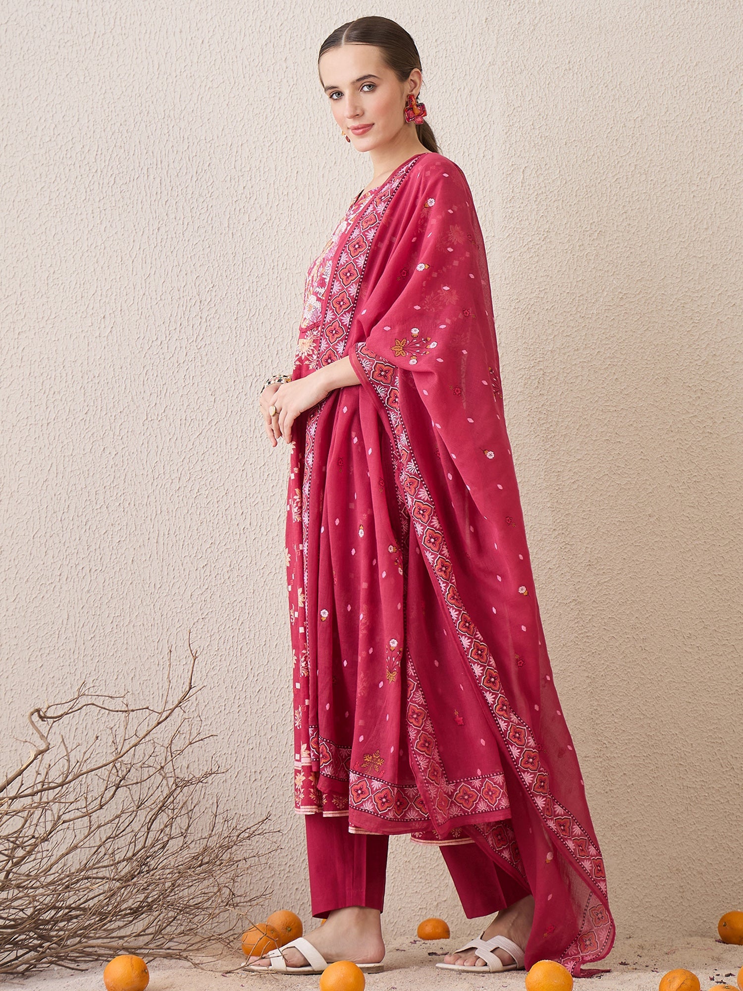 indo era, suit, kurta set for women, indo era kurta, kurta sets for ladies, summer dresses for women, 3 piece suit, cotton kurta set for women, new arrivals, women kurti plazo set, women in suit, kurta suit, floral kurta, short suit, spring summer, Pink suit