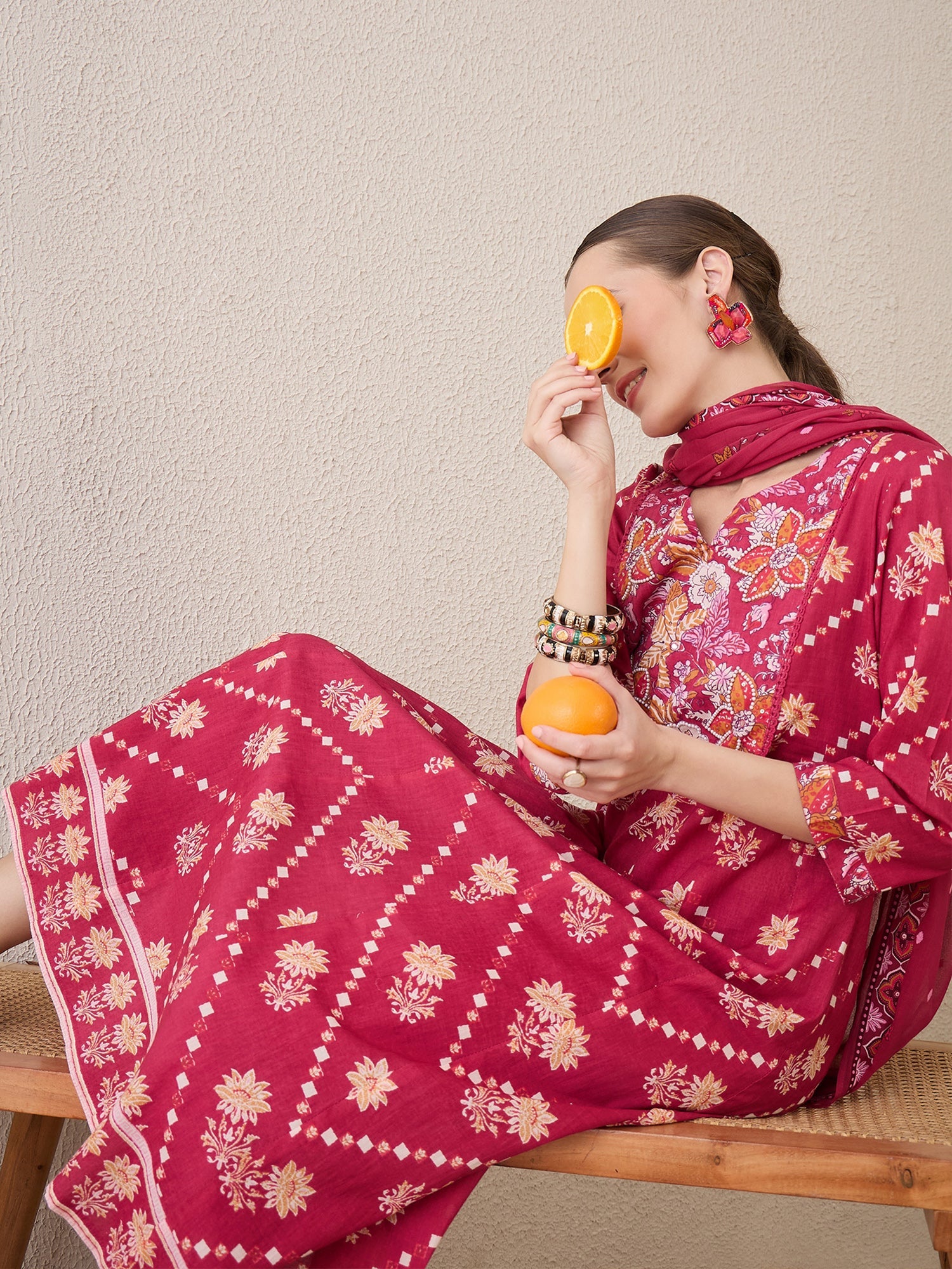 indo era, suit, kurta set for women, indo era kurta, kurta sets for ladies, summer dresses for women, 3 piece suit, cotton kurta set for women, new arrivals, women kurti plazo set, women in suit, kurta suit, floral kurta, short suit, spring summer, Pink suit