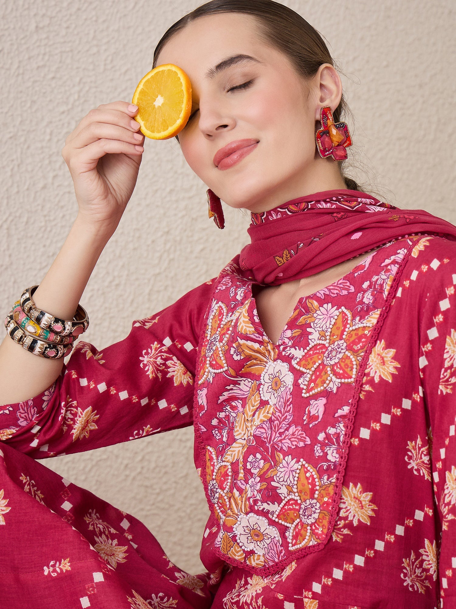 indo era, suit, kurta set for women, indo era kurta, kurta sets for ladies, summer dresses for women, 3 piece suit, cotton kurta set for women, new arrivals, women kurti plazo set, women in suit, kurta suit, floral kurta, short suit, spring summer, Pink suit