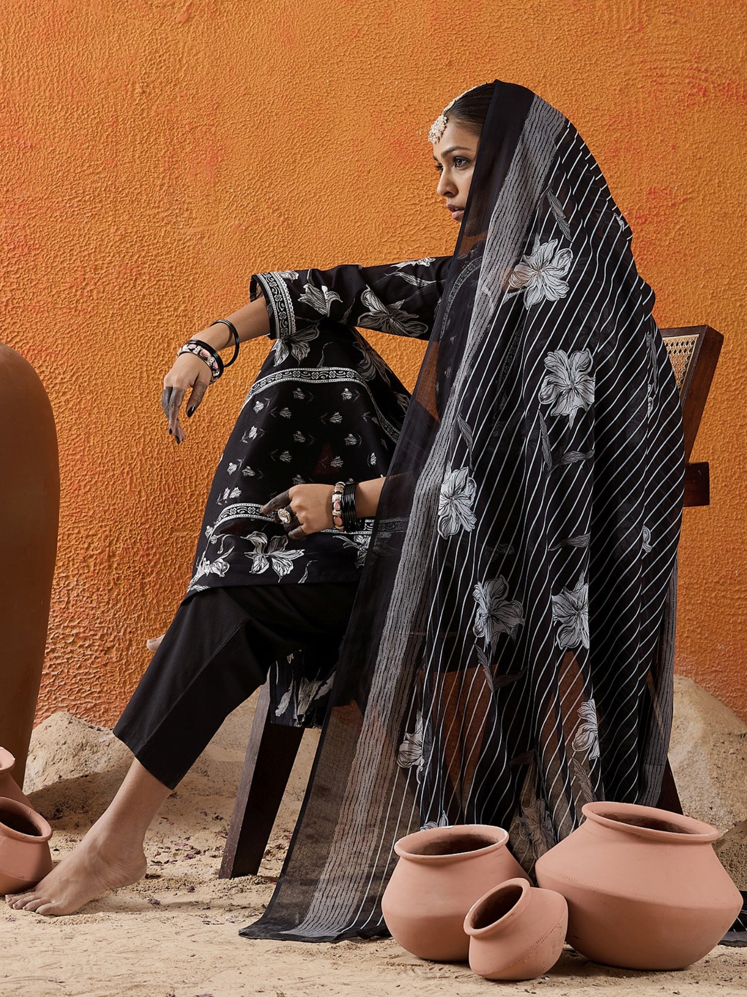 indo era, suit, kurta set for women, indo era kurta, kurta sets for ladies, summer dresses for women, 3 piece suit, cotton kurta set for women, new arrivals, women kurti plazo set, women in suit, kurta suit, floral kurta, short suit, spring summer, Black suit