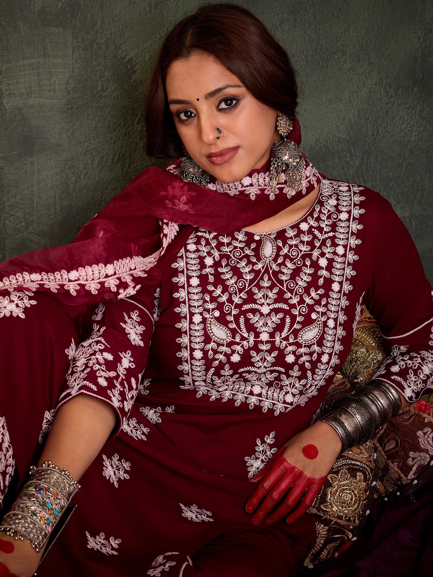 indo era, suit, kurta set for women, indo era kurta, kurta sets for ladies, summer dresses for women, 3 piece suit, cotton kurta set for women, new arrivals, women kurti plazo set, women in suit, kurta suit, floral kurta, short suit, spring summer, Maroon suit