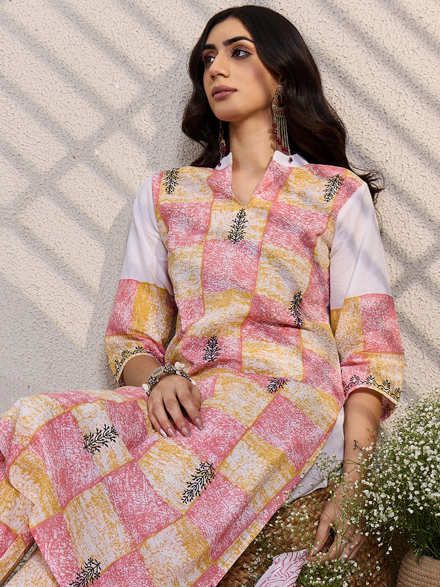 Multi Printed Pure Cotton Straight Kurta Sets With Dupatta