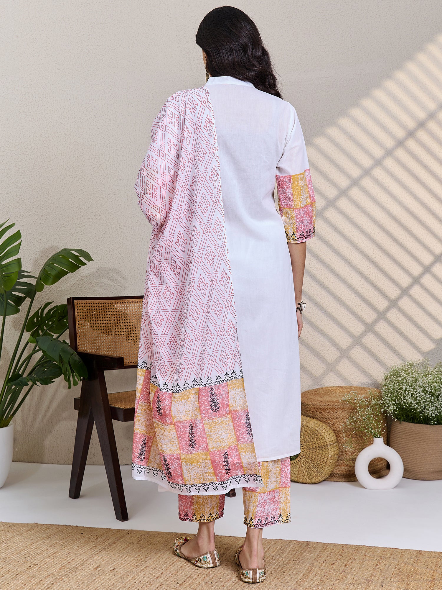 Multi Printed Pure Cotton Straight Kurta Sets With Dupatta
