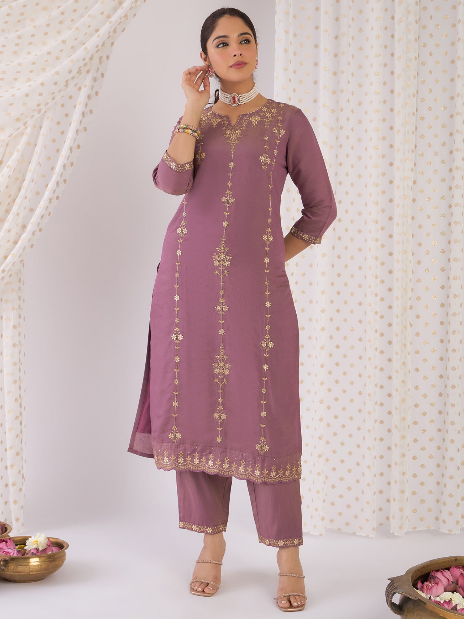 indo era, suit, kurta set for women, indo era kurta, kurta sets for ladies, summer dresses for women, 3 piece suit, cotton kurta set for women, new arrivals, women kurti plazo set, women in suit, kurta suit, floral kurta, short suit, spring summer, Lavender suit