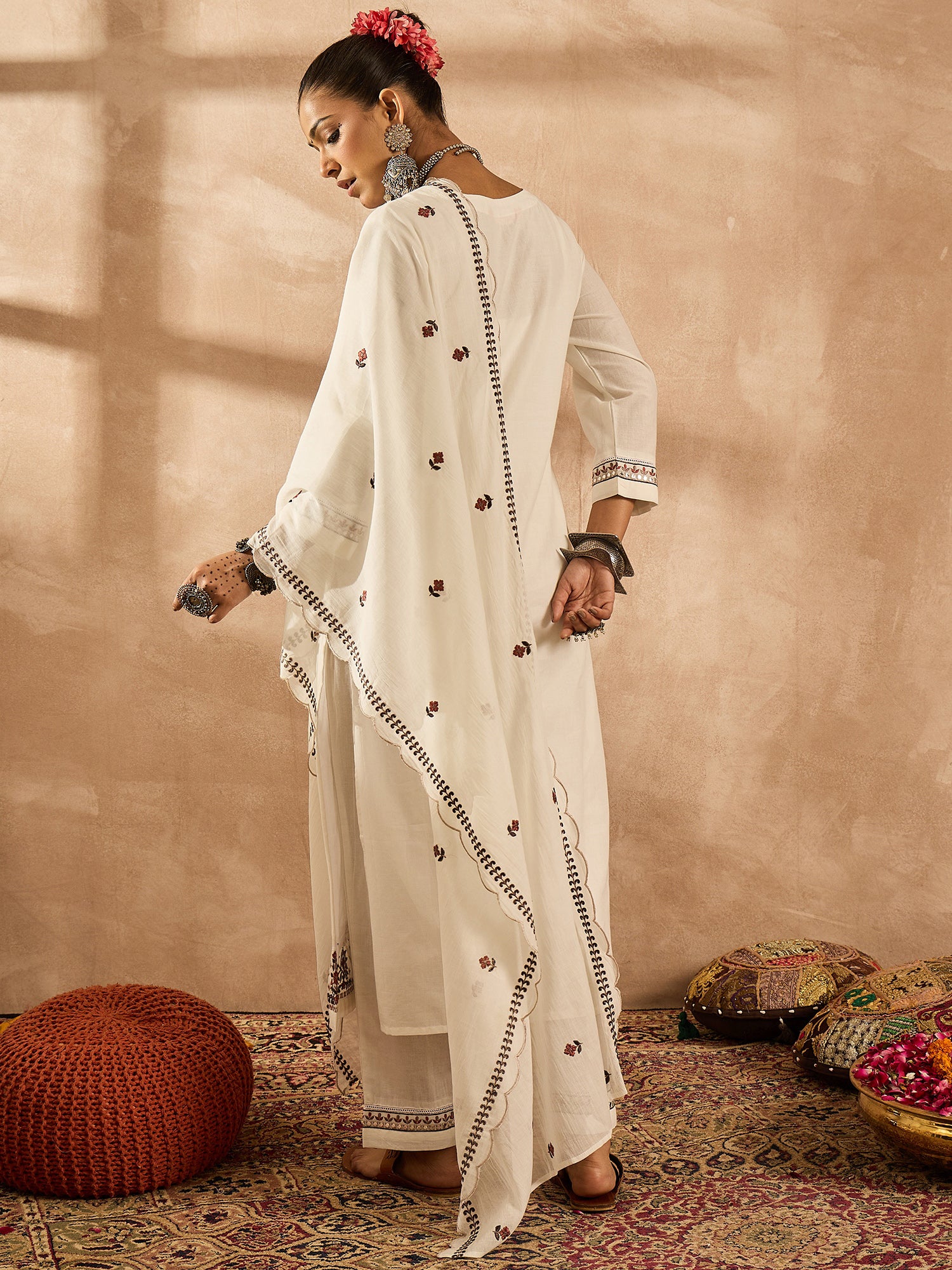 indo era, suit, kurta set for women, indo era kurta, kurta sets for ladies, summer dresses for women, 3 piece suit, cotton kurta set for women, new arrivals, women kurti plazo set, women in suit, kurta suit, floral kurta, short suit, spring summer, White suit