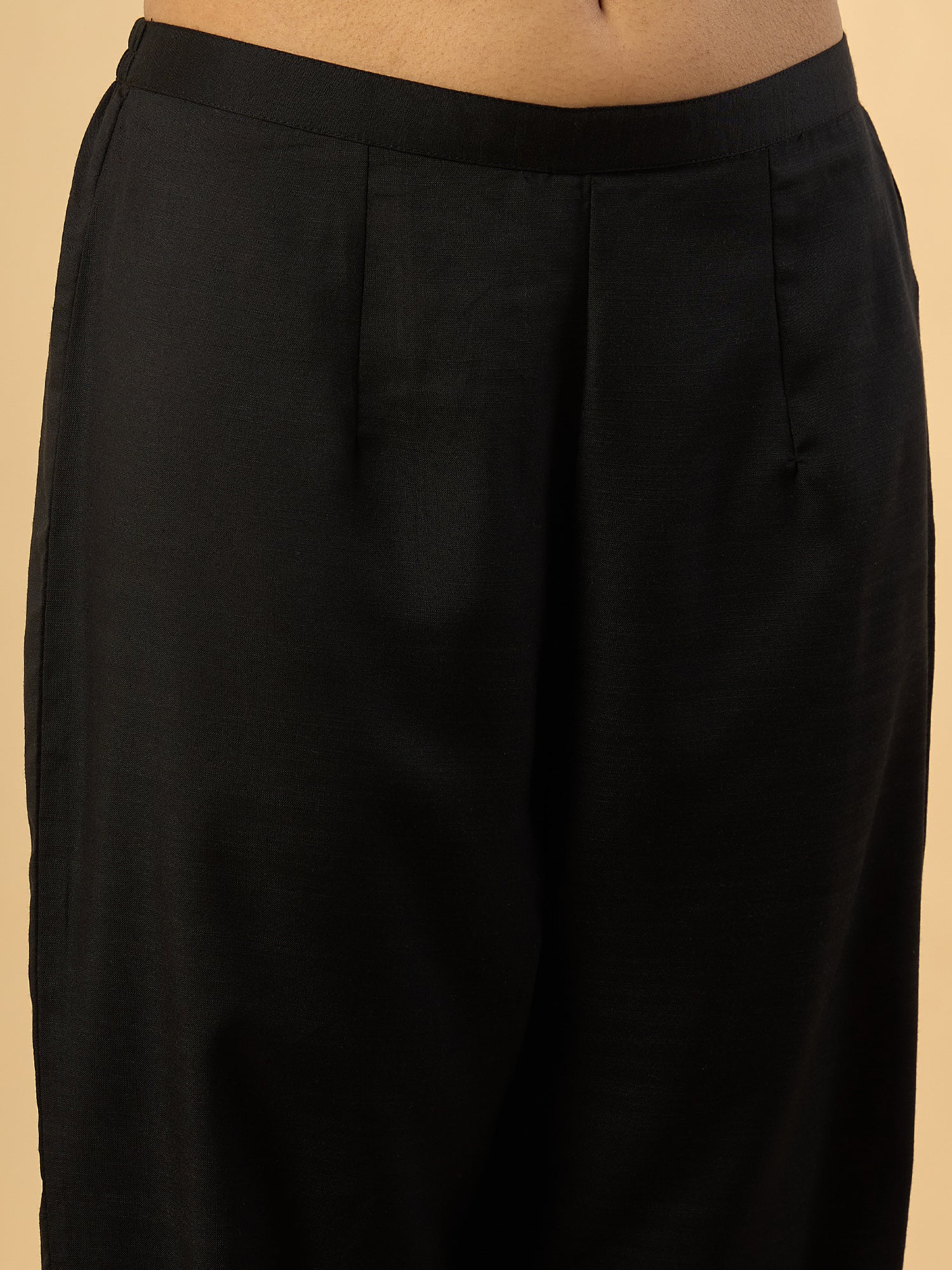 Black Solid Cotton Blend A-Line Kurta Set With Dupatta