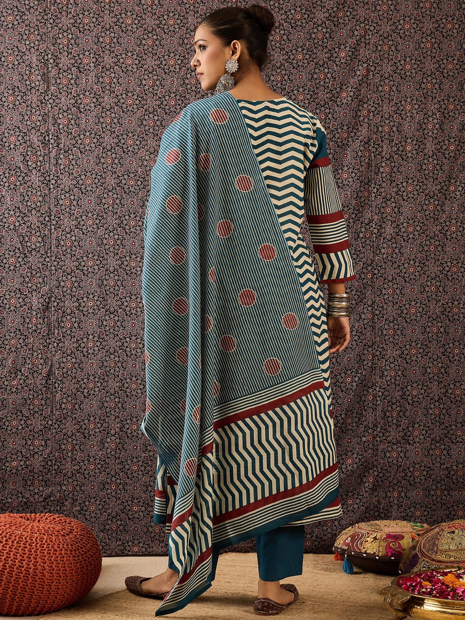 indo era, suit, kurta set for women, indo era kurta, kurta sets for ladies, summer dresses for women, 3 piece suit, cotton kurta set for women, new arrivals, women kurti plazo set, women in suit, kurta suit, floral kurta, short suit, spring summer, Blue suit