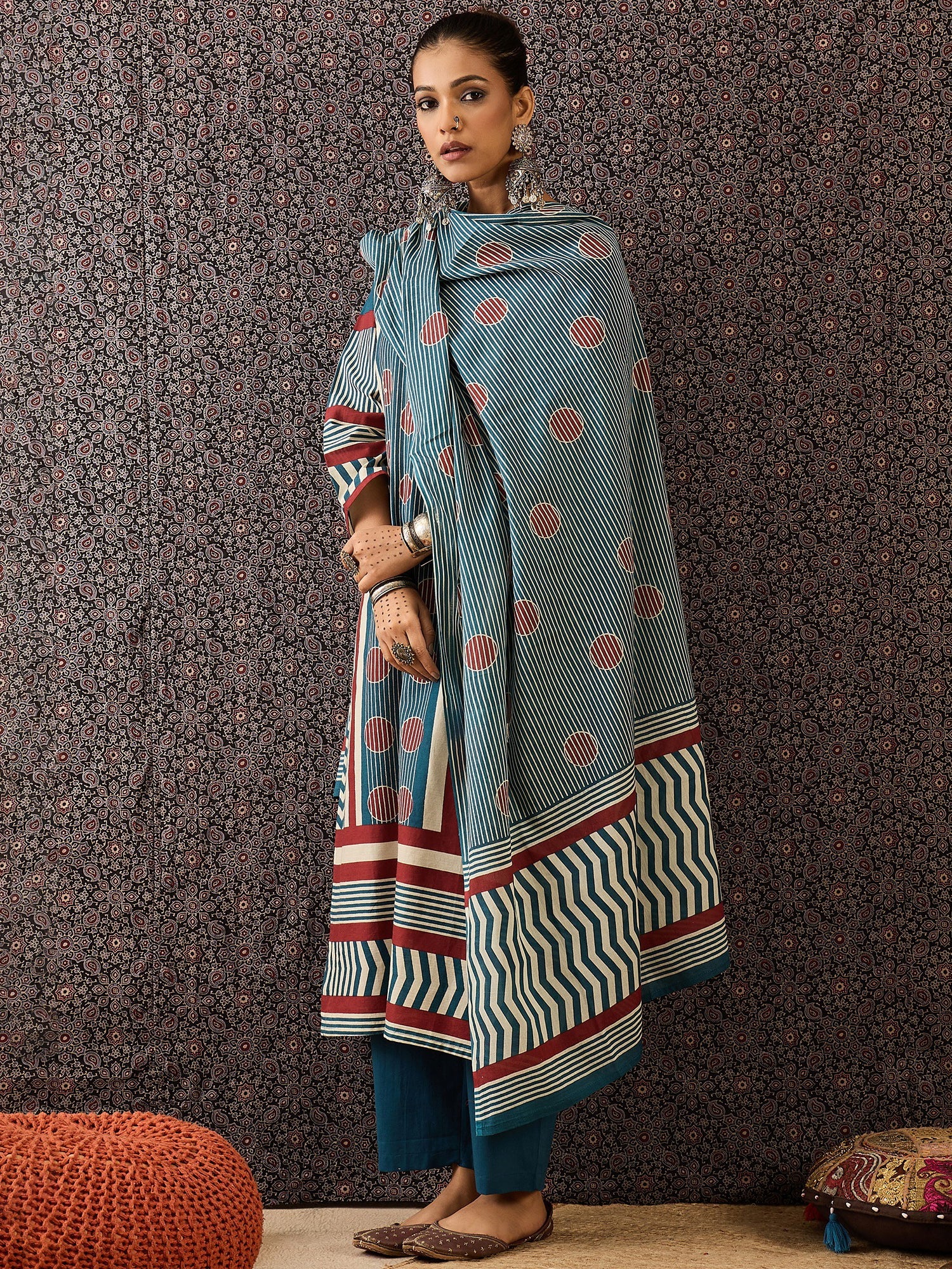 indo era, suit, kurta set for women, indo era kurta, kurta sets for ladies, summer dresses for women, 3 piece suit, cotton kurta set for women, new arrivals, women kurti plazo set, women in suit, kurta suit, floral kurta, short suit, spring summer, Blue suit