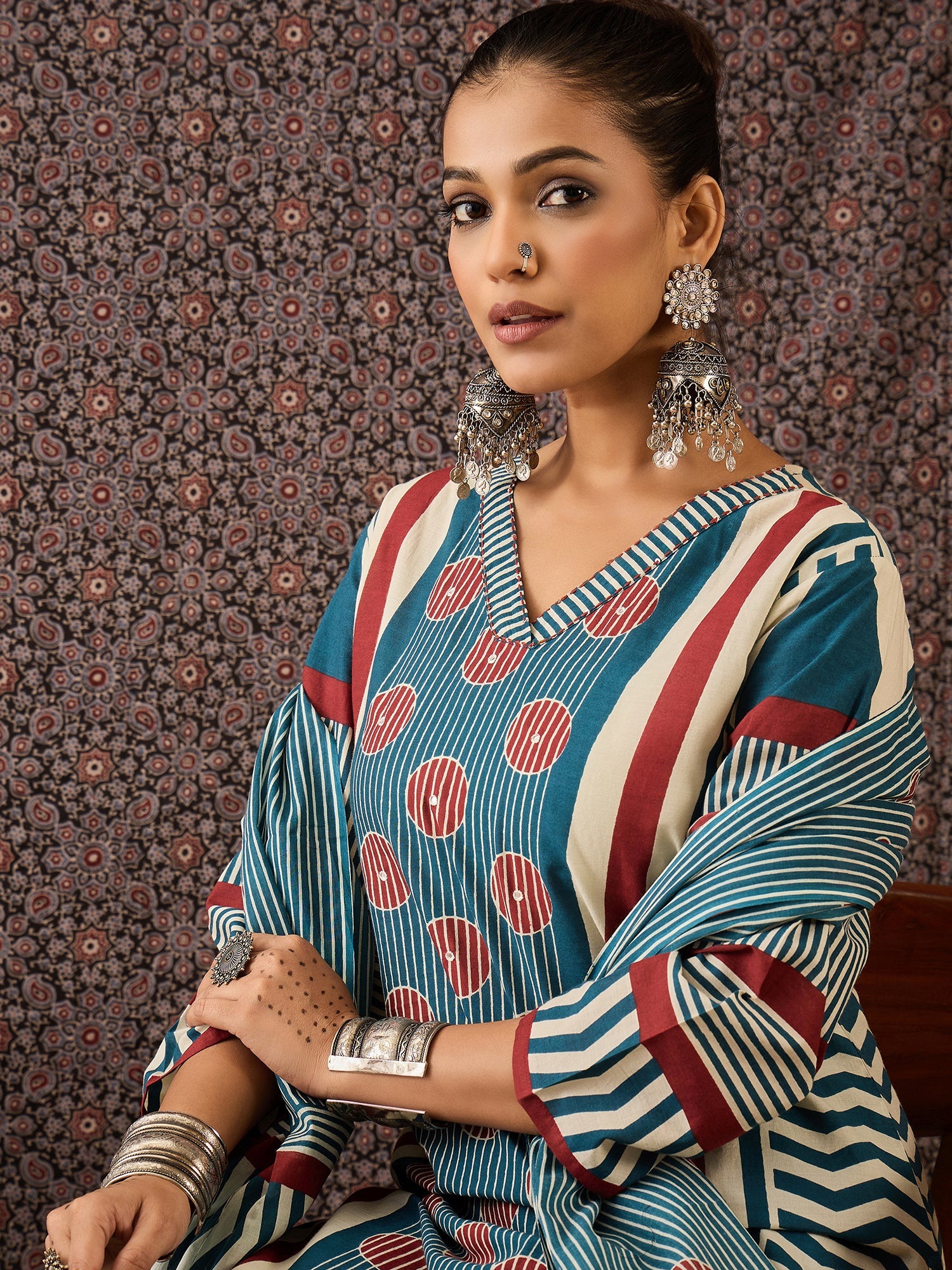indo era, suit, kurta set for women, indo era kurta, kurta sets for ladies, summer dresses for women, 3 piece suit, cotton kurta set for women, new arrivals, women kurti plazo set, women in suit, kurta suit, floral kurta, short suit, spring summer, Blue suit