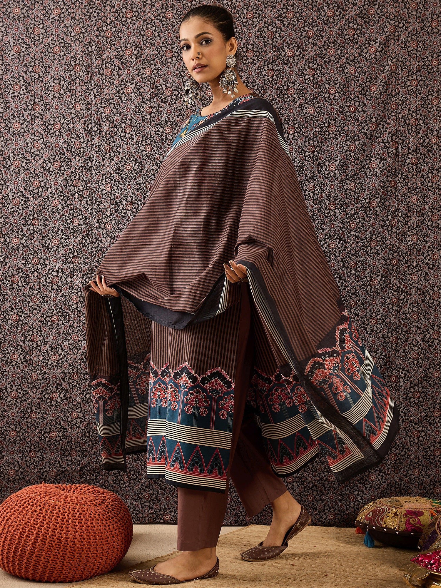 indo era, indo era kurta set, indo era suit, Kurta Set, Kurta set for women, cotton kurta set, indo era kurta set for women, Anarkali Kurta Set, Palazzo Kurta Set, Sleeveless Kurta, Embroidered Kurta, New Arrivals, Work wear, Dress, Best seller, Heeramandi dress, Summer sale, Summer suit, Wedding collection, Special offer, plus size, Spring summer, party wear, Summer Special, Printed Kurta, wedding wear, outfit ideas, Straight Kurta, Cotton Outfit, A line dress, dress for women,Brown kurta set