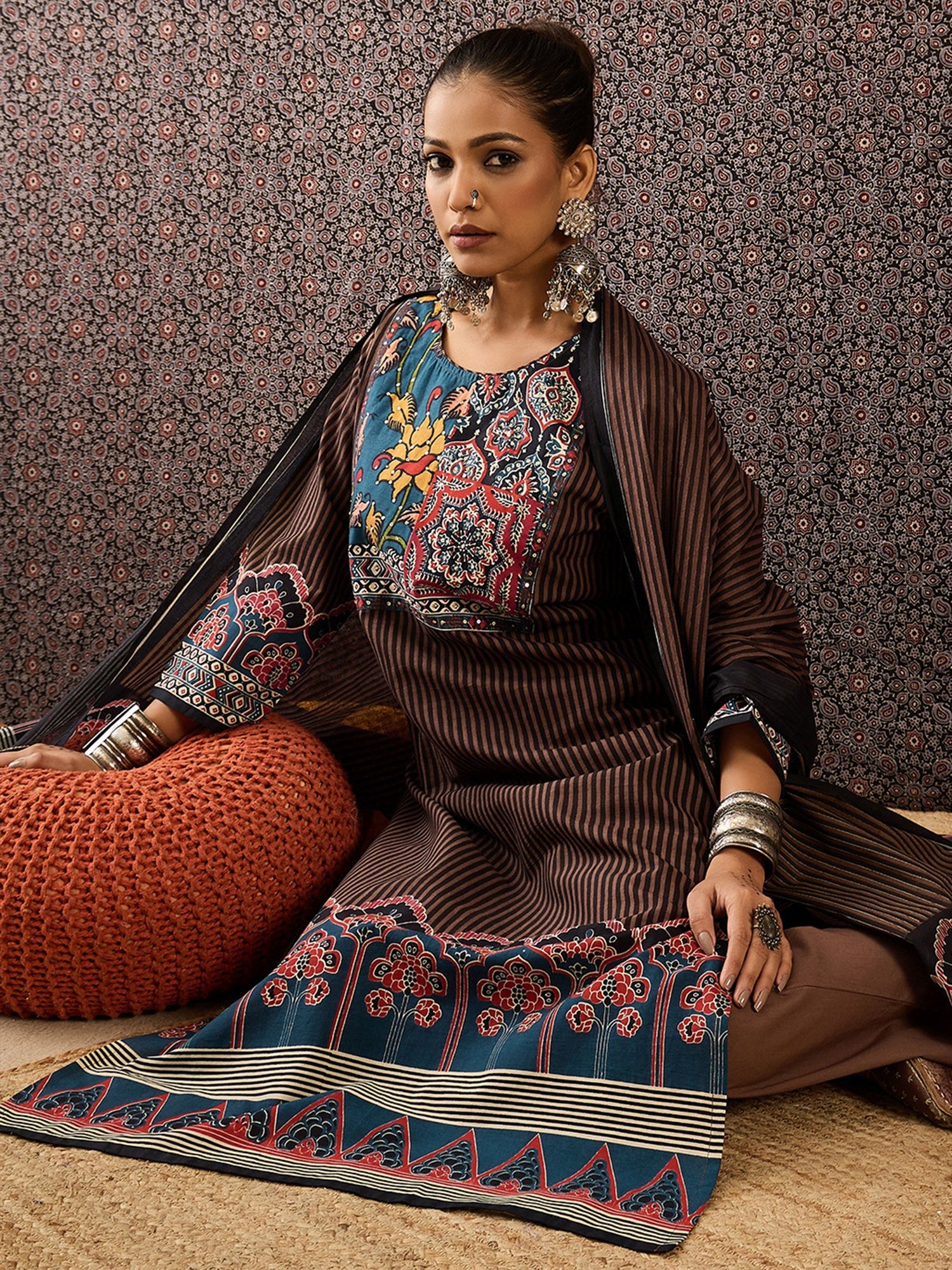 indo era, indo era kurta set, indo era suit, Kurta Set, Kurta set for women, cotton kurta set, indo era kurta set for women, Anarkali Kurta Set, Palazzo Kurta Set, Sleeveless Kurta, Embroidered Kurta, New Arrivals, Work wear, Dress, Best seller, Heeramandi dress, Summer sale, Summer suit, Wedding collection, Special offer, plus size, Spring summer, party wear, Summer Special, Printed Kurta, wedding wear, outfit ideas, Straight Kurta, Cotton Outfit, A line dress, dress for women,Brown kurta set