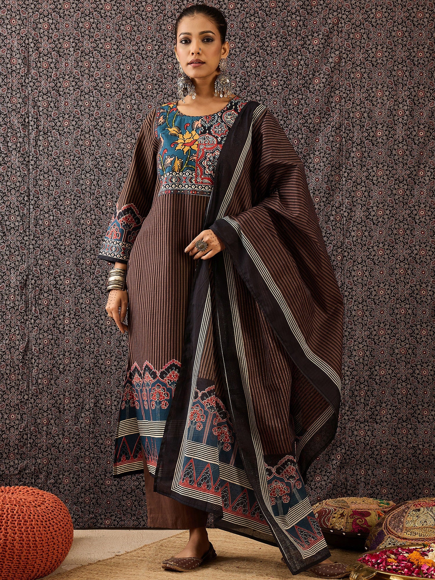 indo era, indo era kurta set, indo era suit, Kurta Set, Kurta set for women, cotton kurta set, indo era kurta set for women, Anarkali Kurta Set, Palazzo Kurta Set, Sleeveless Kurta, Embroidered Kurta, New Arrivals, Work wear, Dress, Best seller, Heeramandi dress, Summer sale, Summer suit, Wedding collection, Special offer, plus size, Spring summer, party wear, Summer Special, Printed Kurta, wedding wear, outfit ideas, Straight Kurta, Cotton Outfit, A line dress, dress for women,Brown kurta set