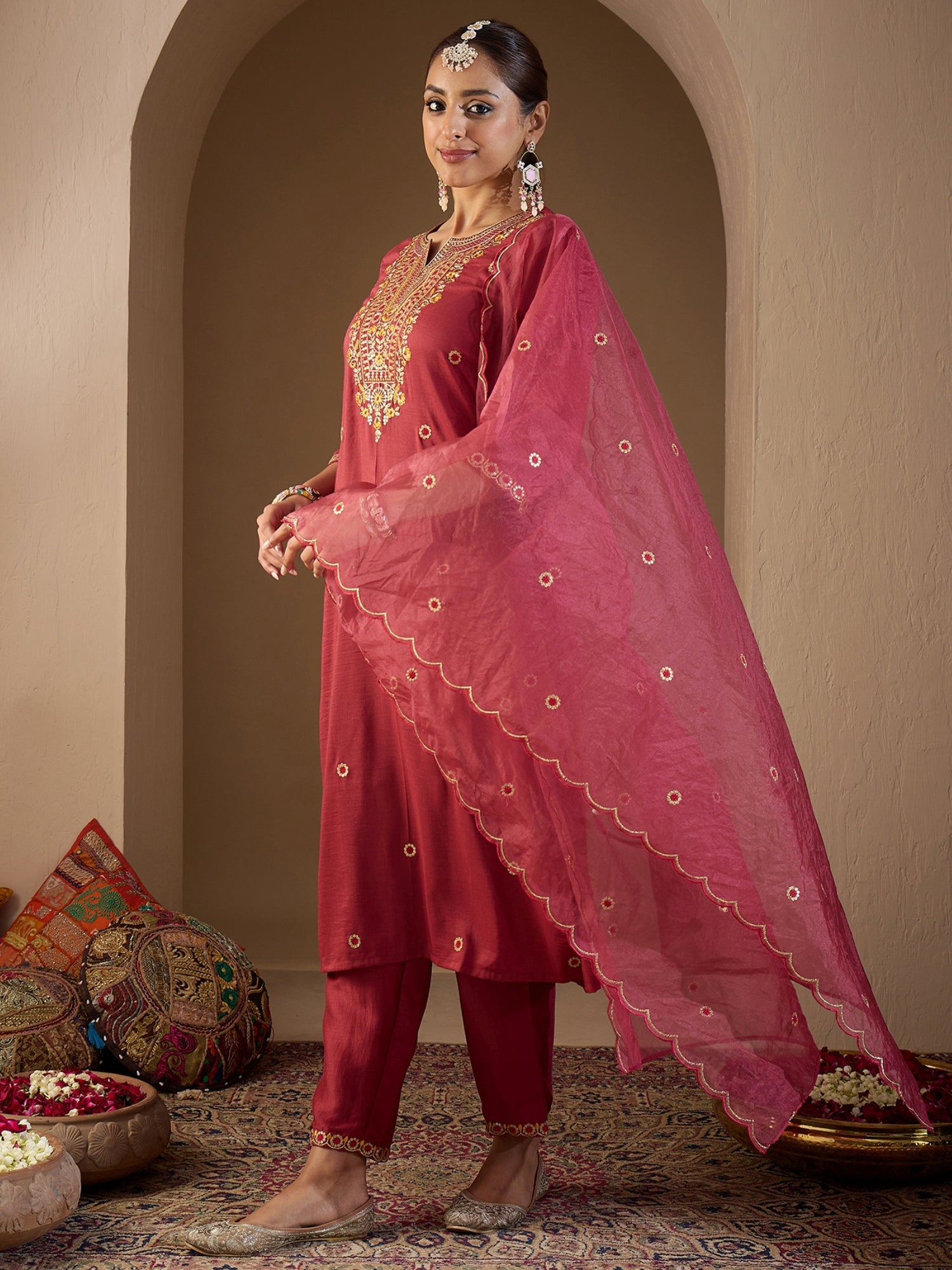 indo era, suit, kurta set for women, indo era kurta, kurta sets for ladies, summer dresses for women, 3 piece suit, cotton kurta set for women, new arrivals, women kurti plazo set, women in suit, kurta suit, floral kurta, short suit, spring summer, Pink suit