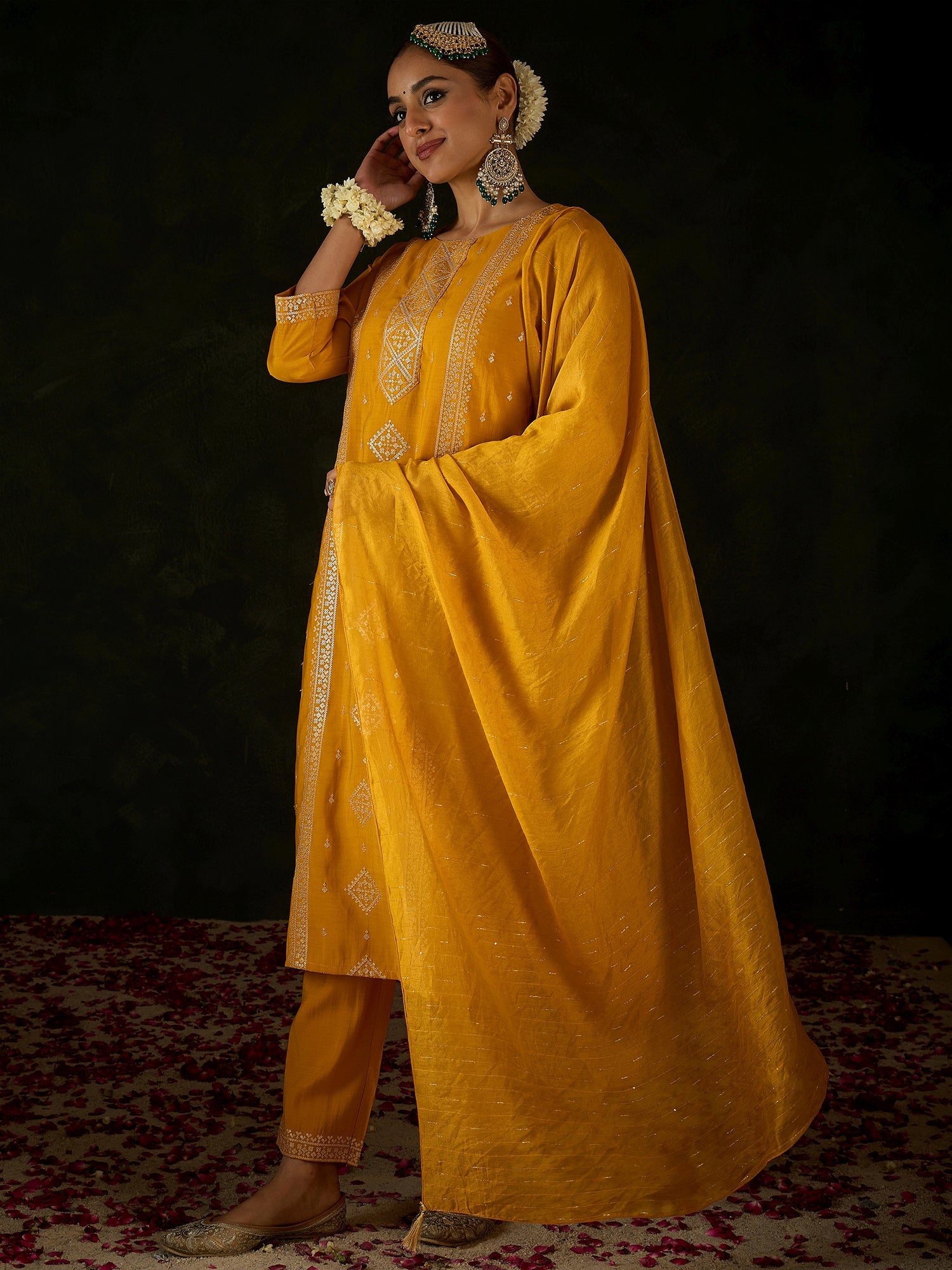 indo era, suit, kurta set for women, indo era kurta, kurta sets for ladies, summer dresses for women, 3 piece suit, cotton kurta set for women, new arrivals, women kurti plazo set, women in suit, kurta suit, floral kurta, short suit, spring summer, Mustard suit