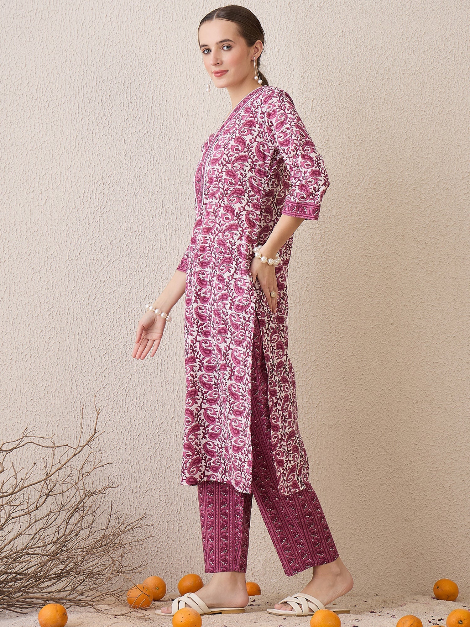 indo era, suit, kurta set for women, indo era kurta, kurta sets for ladies, summer dresses for women, 3 piece suit, cotton kurta set for women, new arrivals, women kurti plazo set, women in suit, kurta suit, floral kurta, short suit, spring summer, Purple suit