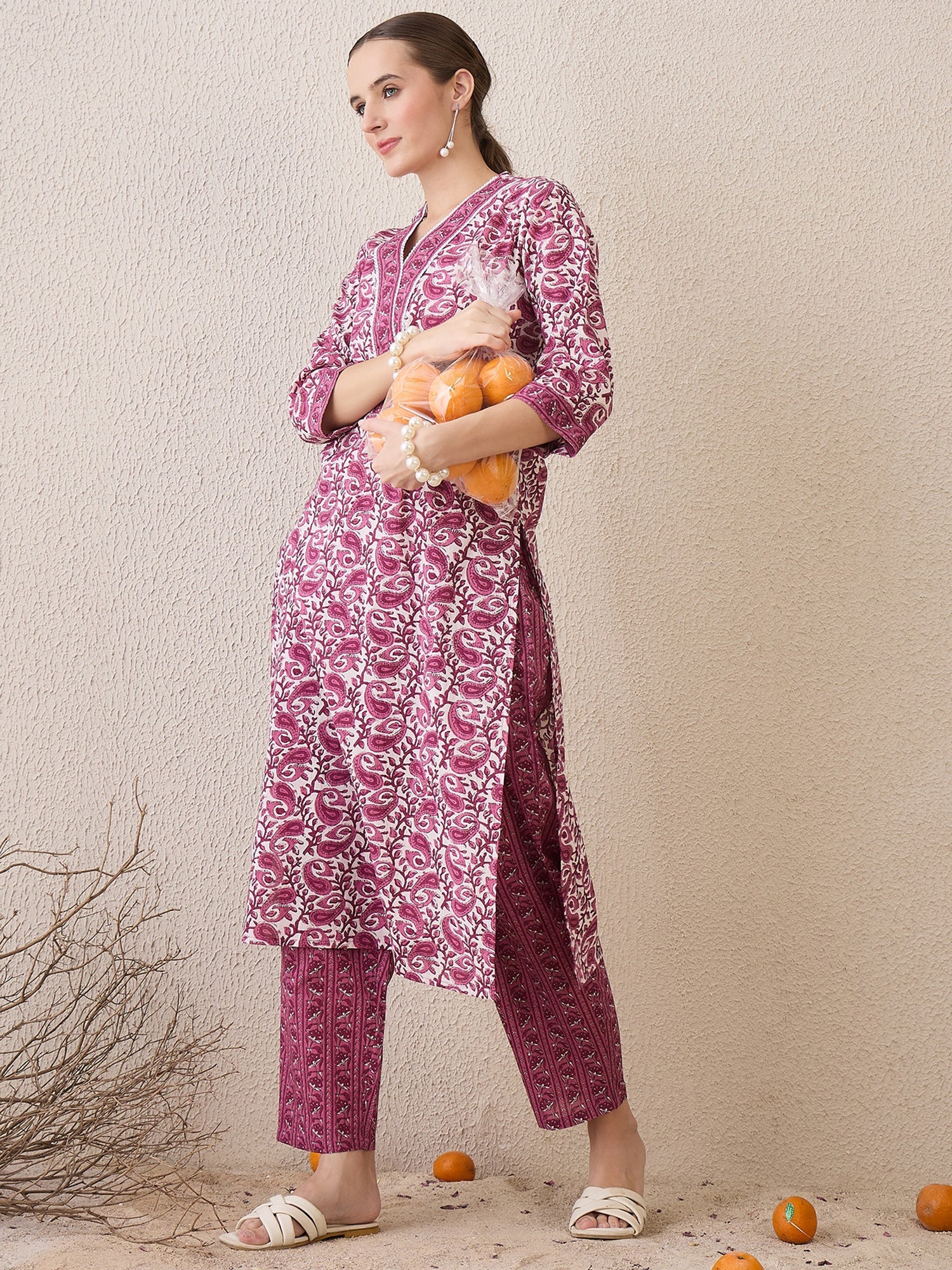 indo era, suit, kurta set for women, indo era kurta, kurta sets for ladies, summer dresses for women, 3 piece suit, cotton kurta set for women, new arrivals, women kurti plazo set, women in suit, kurta suit, floral kurta, short suit, spring summer, Purple suit