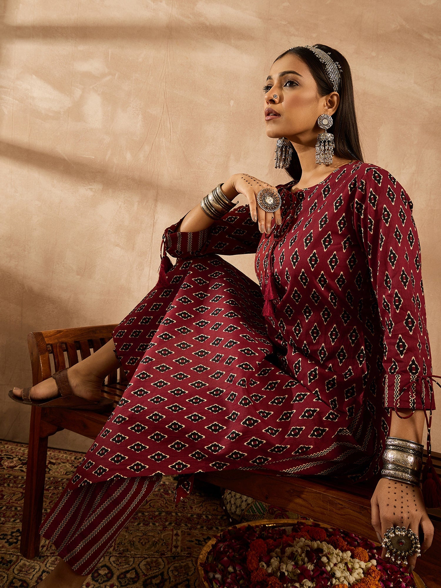 indo era, suit, kurta set for women, indo era kurta, kurta sets for ladies, summer dresses for women, 3 piece suit, cotton kurta set for women, new arrivals, women kurti plazo set, women in suit, kurta suit, floral kurta, short suit, spring summer, Maroon suit