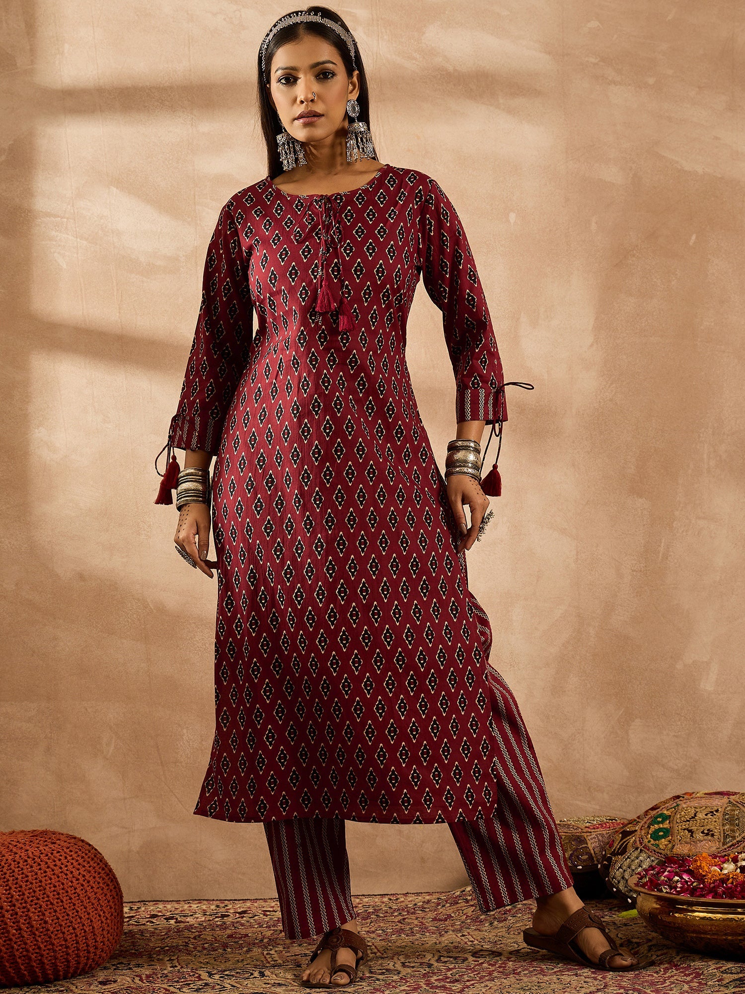 indo era, suit, kurta set for women, indo era kurta, kurta sets for ladies, summer dresses for women, 3 piece suit, cotton kurta set for women, new arrivals, women kurti plazo set, women in suit, kurta suit, floral kurta, short suit, spring summer, Maroon suit