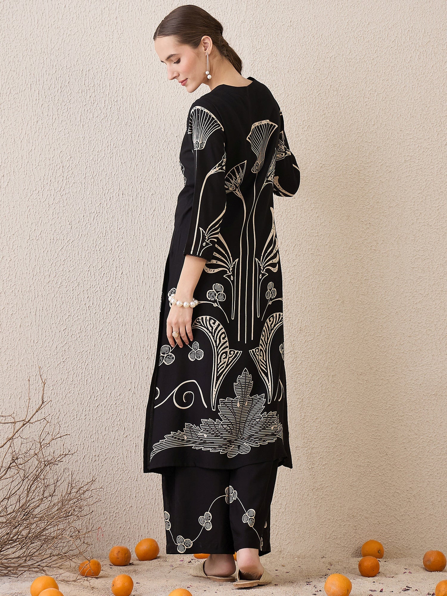 indo era, suit, kurta set for women, indo era kurta, kurta sets for ladies, summer dresses for women, 3 piece suit, cotton kurta set for women, new arrivals, women kurti plazo set, women in suit, kurta suit, floral kurta, short suit, spring summer, Black suit