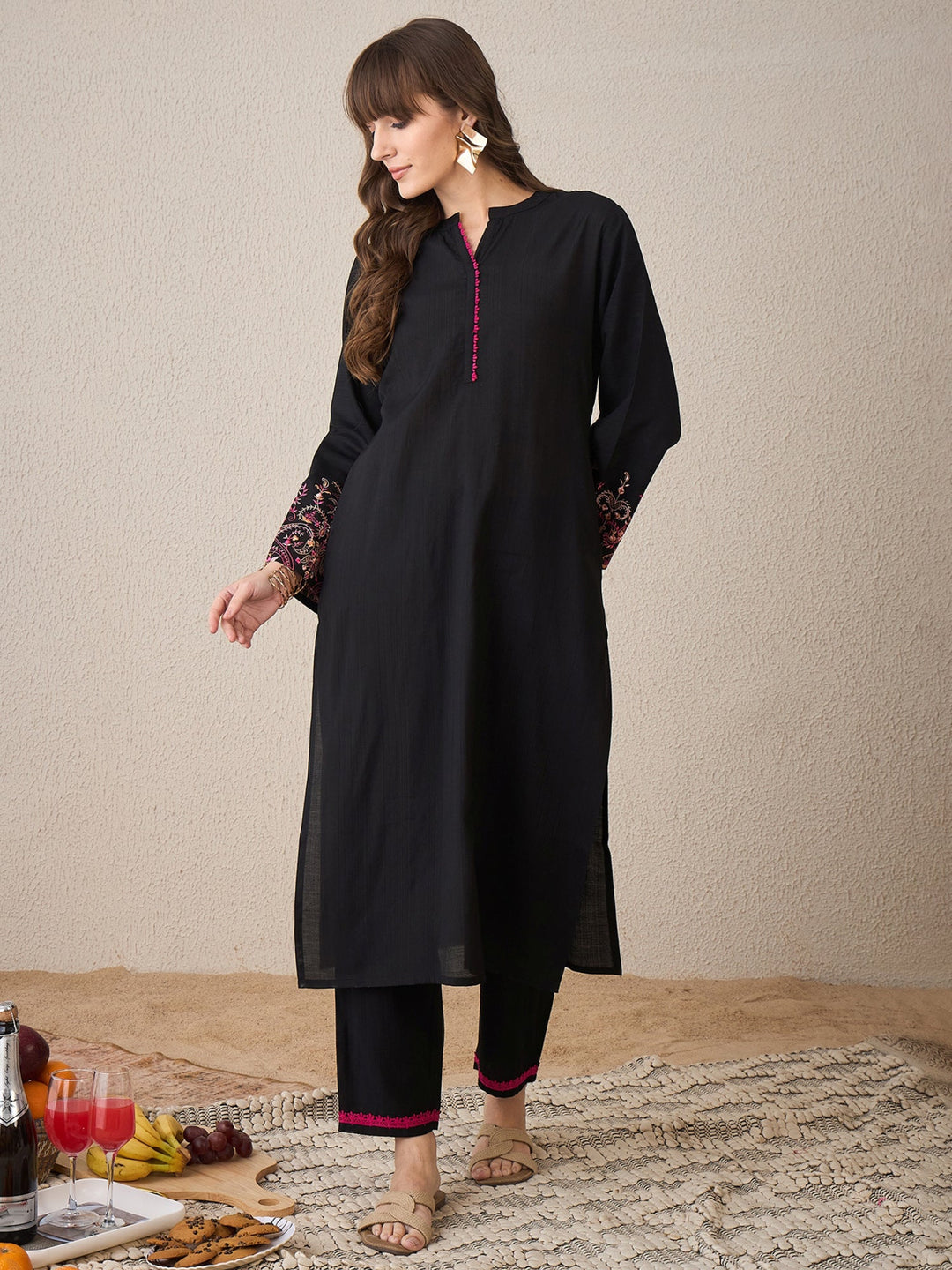 Long dress with mandarin collar main image 1