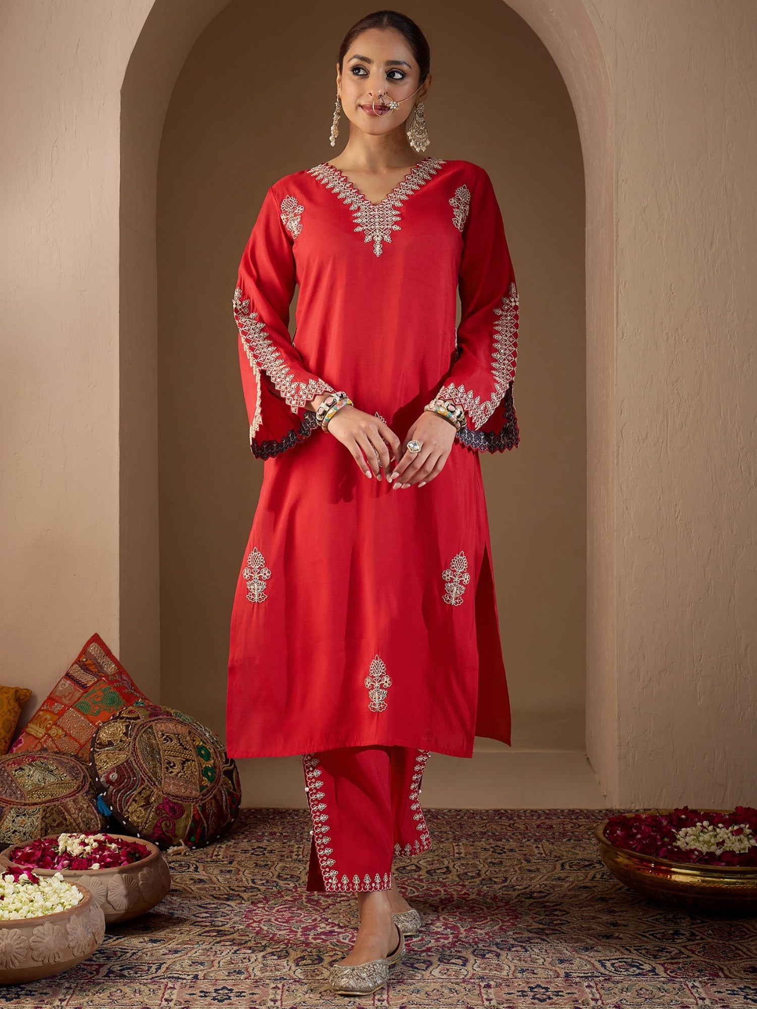 Red Kurta Sets  For women,indo era, indoera, kurta set for women, women kurta set, women suit, summer wear for women, festive suit for women, mother's day outfit, dress for mother, mother's day special, heeramandi dress