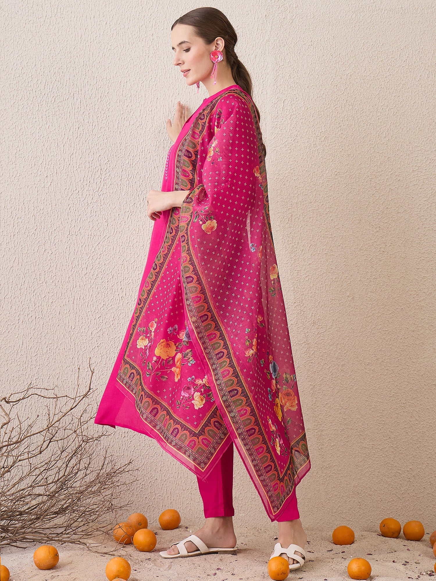 indo era, suit, kurta set for women, indo era kurta, kurta sets for ladies, summer dresses for women, 3 piece suit, cotton kurta set for women, new arrivals, women kurti plazo set, women in suit, kurta suit, floral kurta, short suit, spring summer, Pink suit