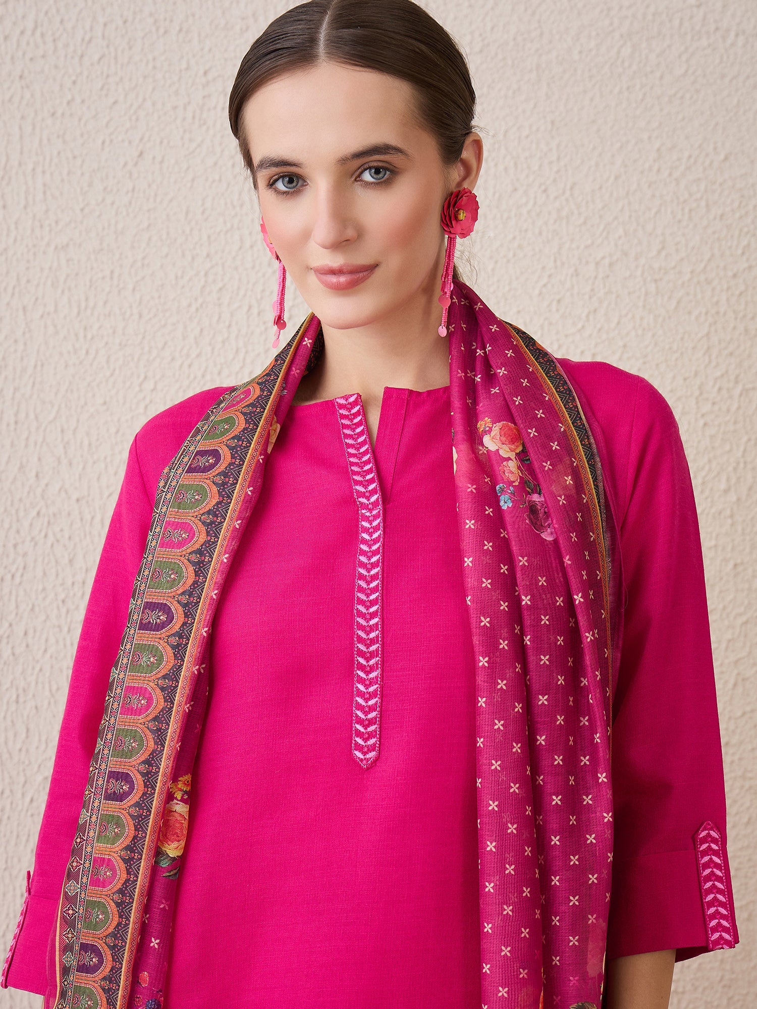 indo era, suit, kurta set for women, indo era kurta, kurta sets for ladies, summer dresses for women, 3 piece suit, cotton kurta set for women, new arrivals, women kurti plazo set, women in suit, kurta suit, floral kurta, short suit, spring summer, Pink suit