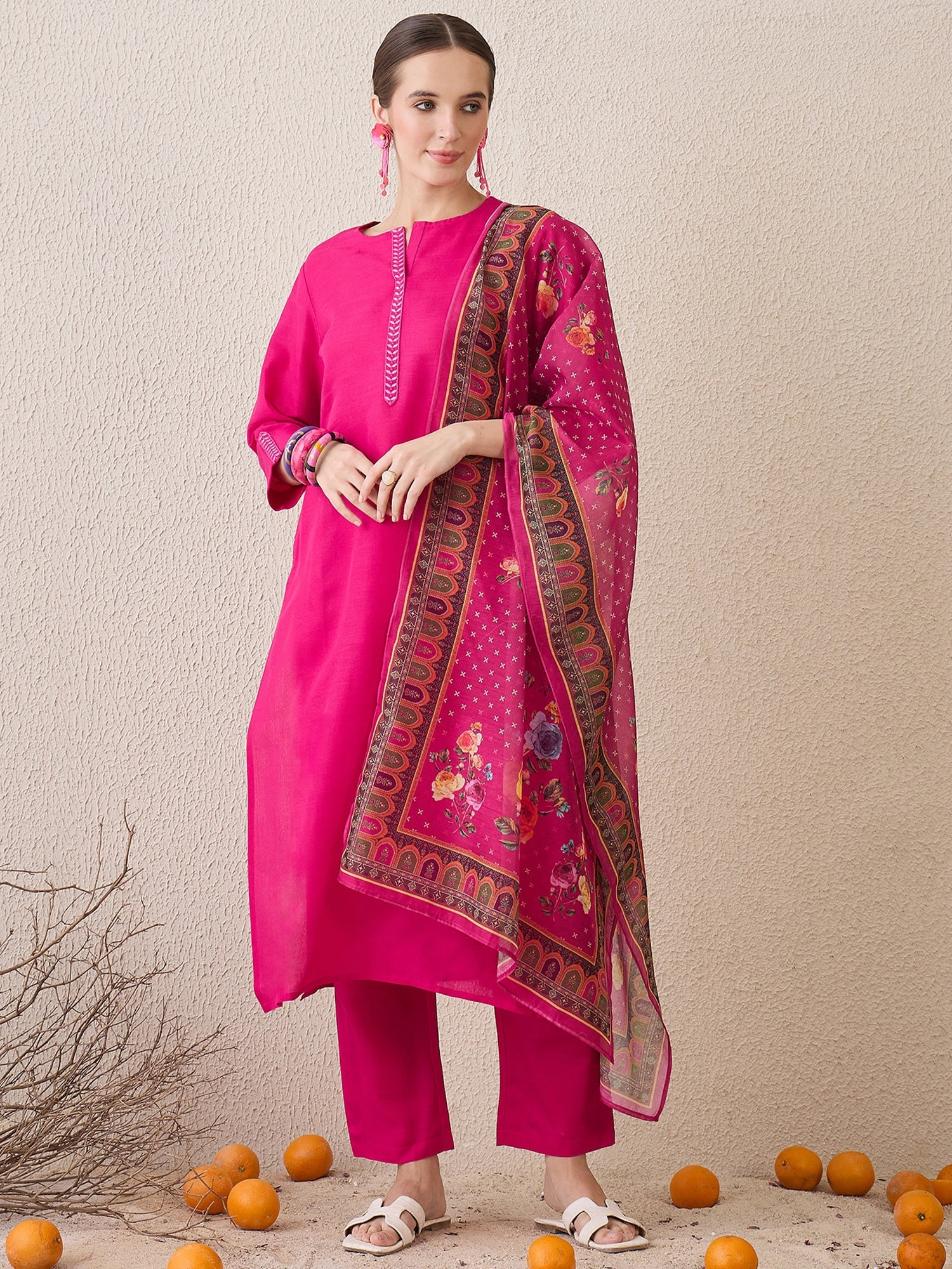 indo era, suit, kurta set for women, indo era kurta, kurta sets for ladies, summer dresses for women, 3 piece suit, cotton kurta set for women, new arrivals, women kurti plazo set, women in suit, kurta suit, floral kurta, short suit, spring summer, Pink suit